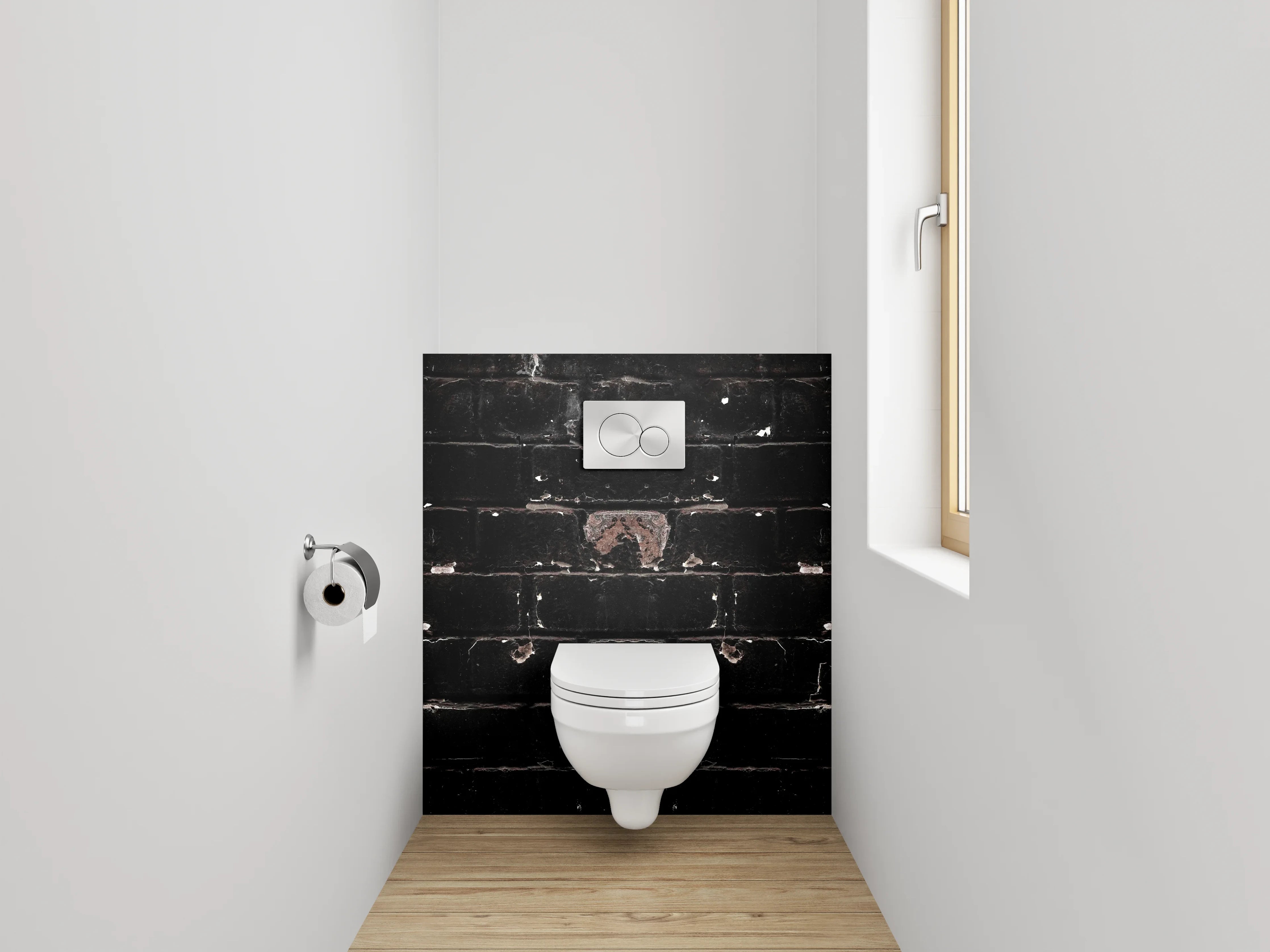 WC-Rückwand - Vintage Backsteinmauer Schwarz Rotbraun