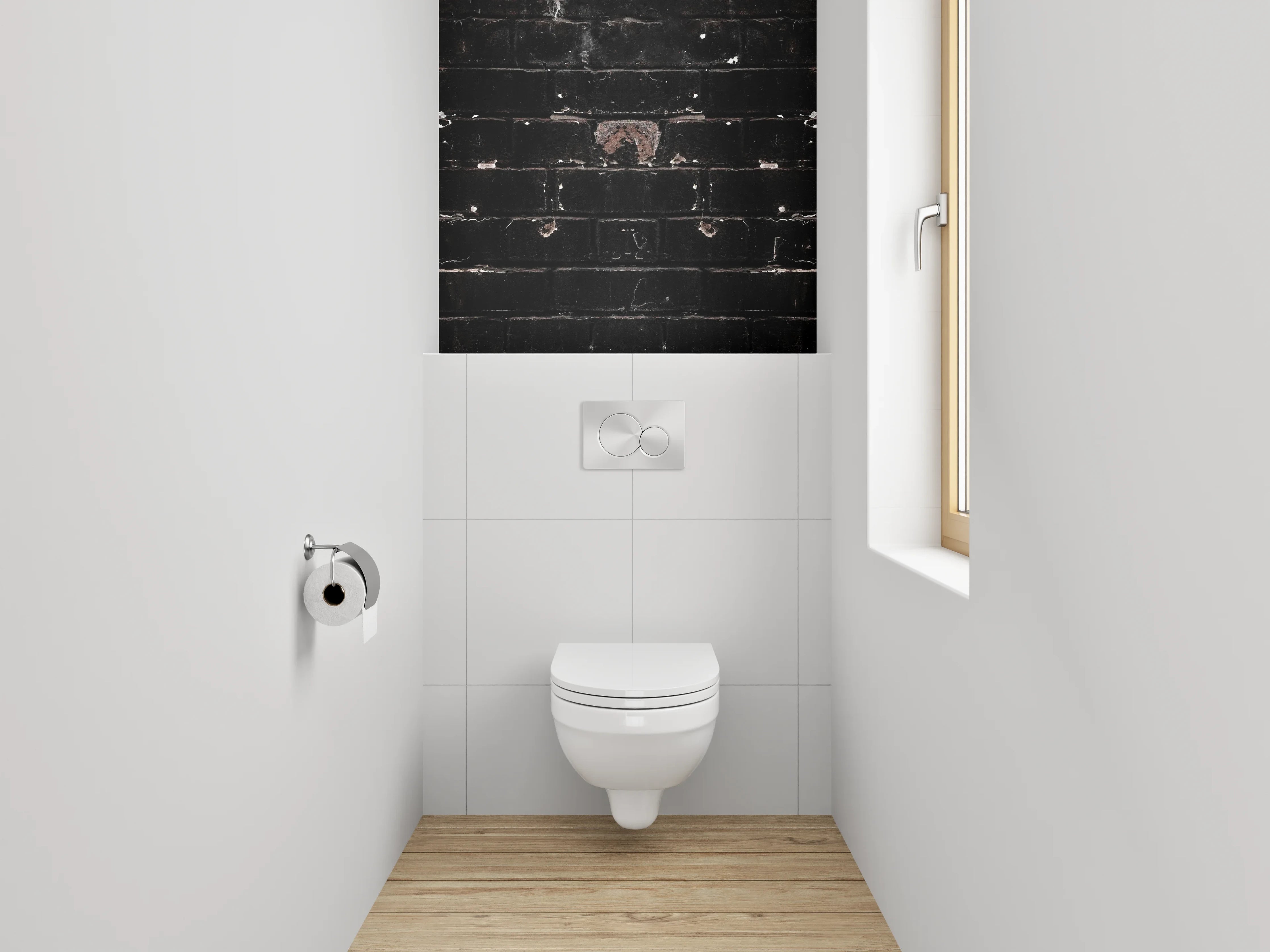 WC-Rückwand - Vintage Backsteinmauer Schwarz Rotbraun