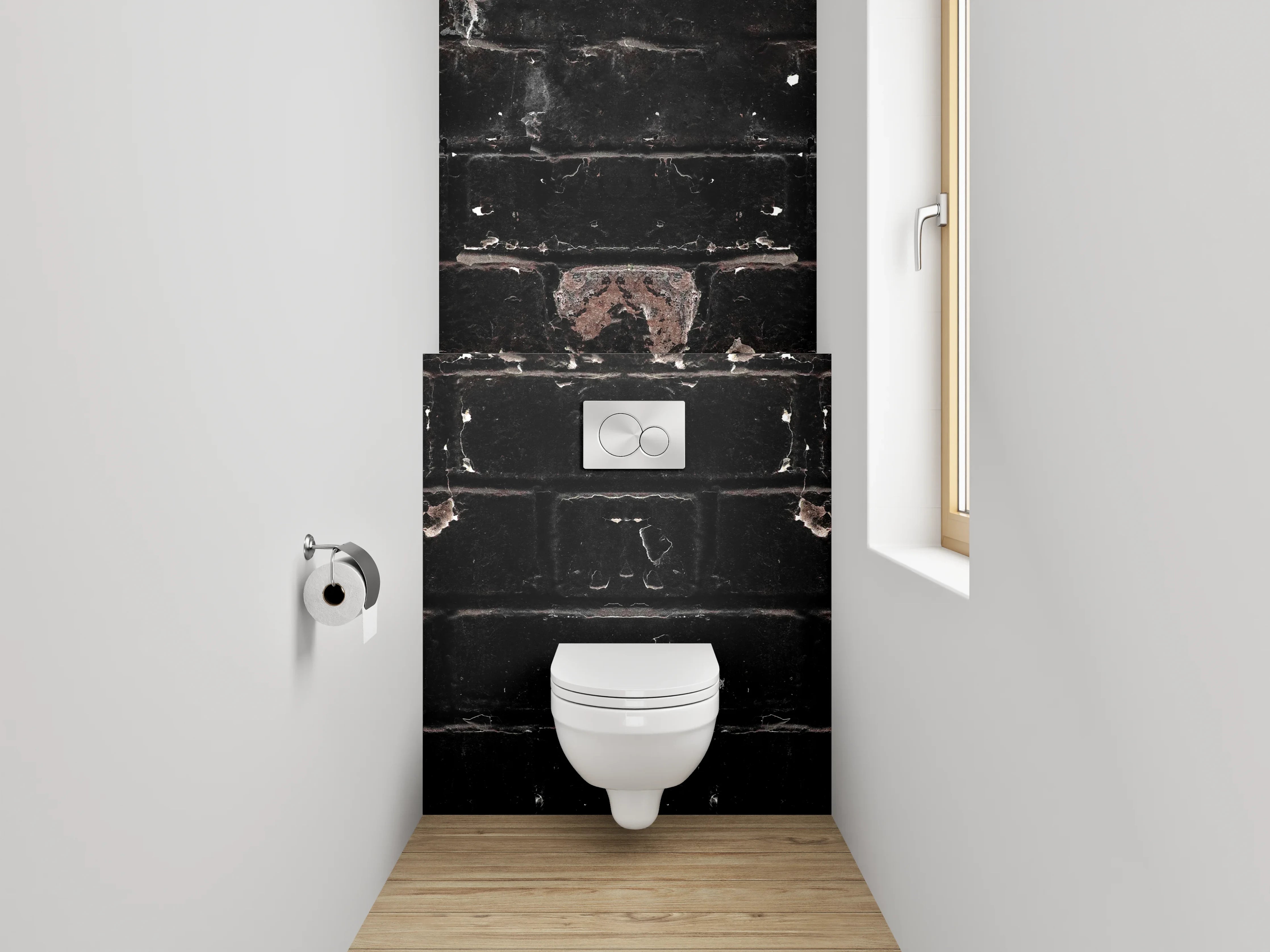 WC-Rückwand - Vintage Backsteinmauer Schwarz Rotbraun