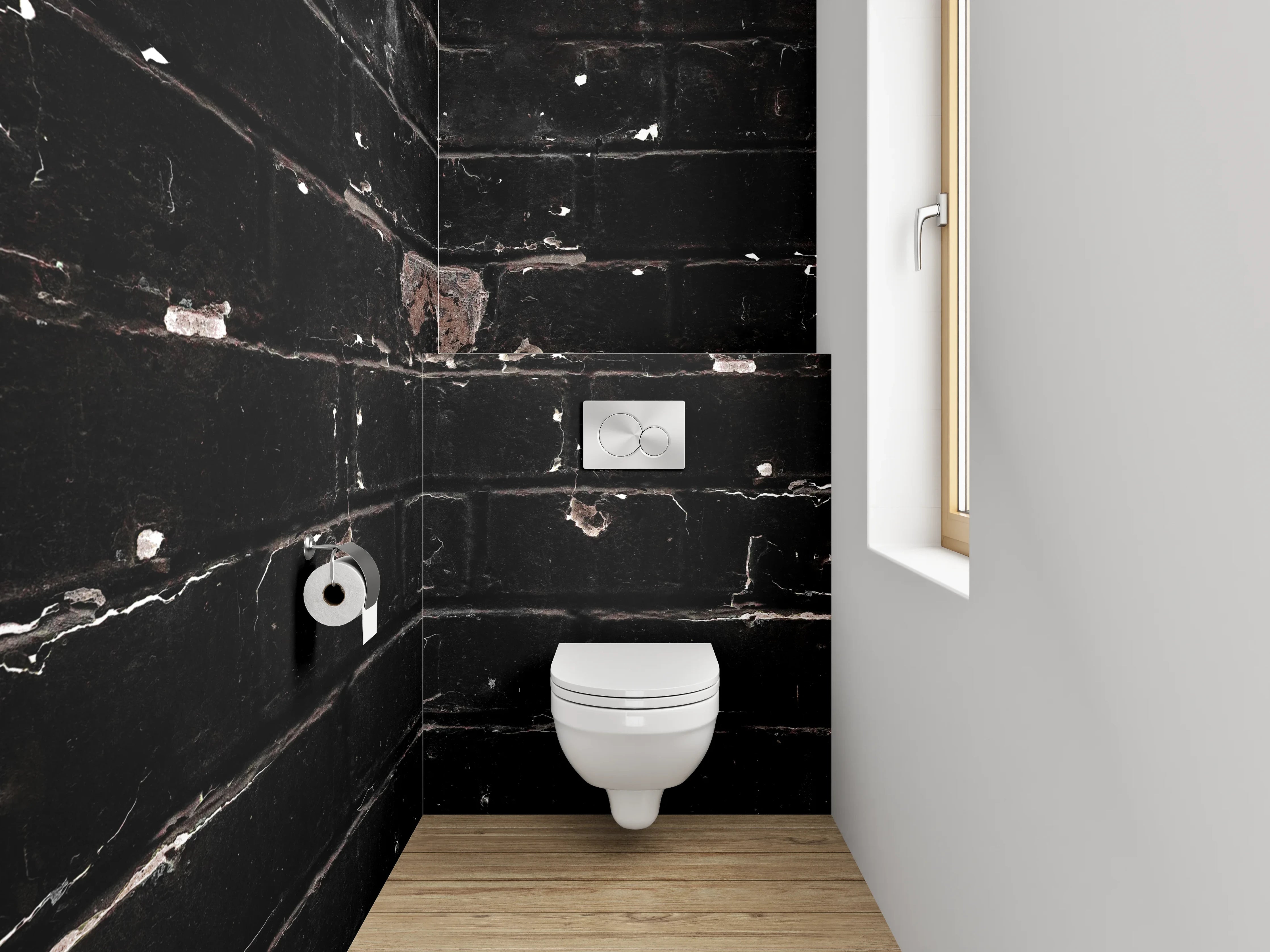 WC-Rückwand - Vintage Backsteinmauer Schwarz Rotbraun