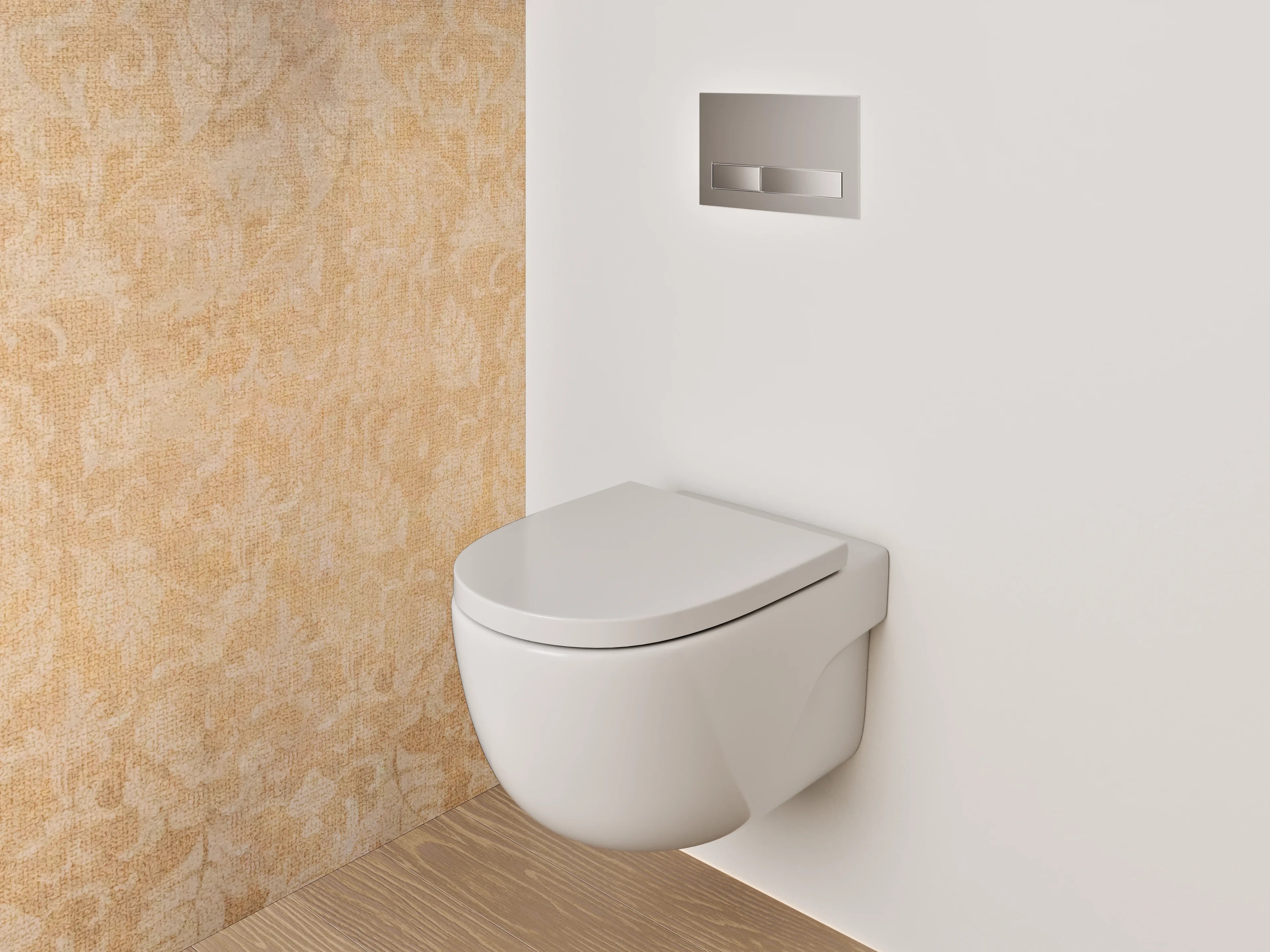 WC-Rückwand - Vintage Barock Tapetenmuster Beige