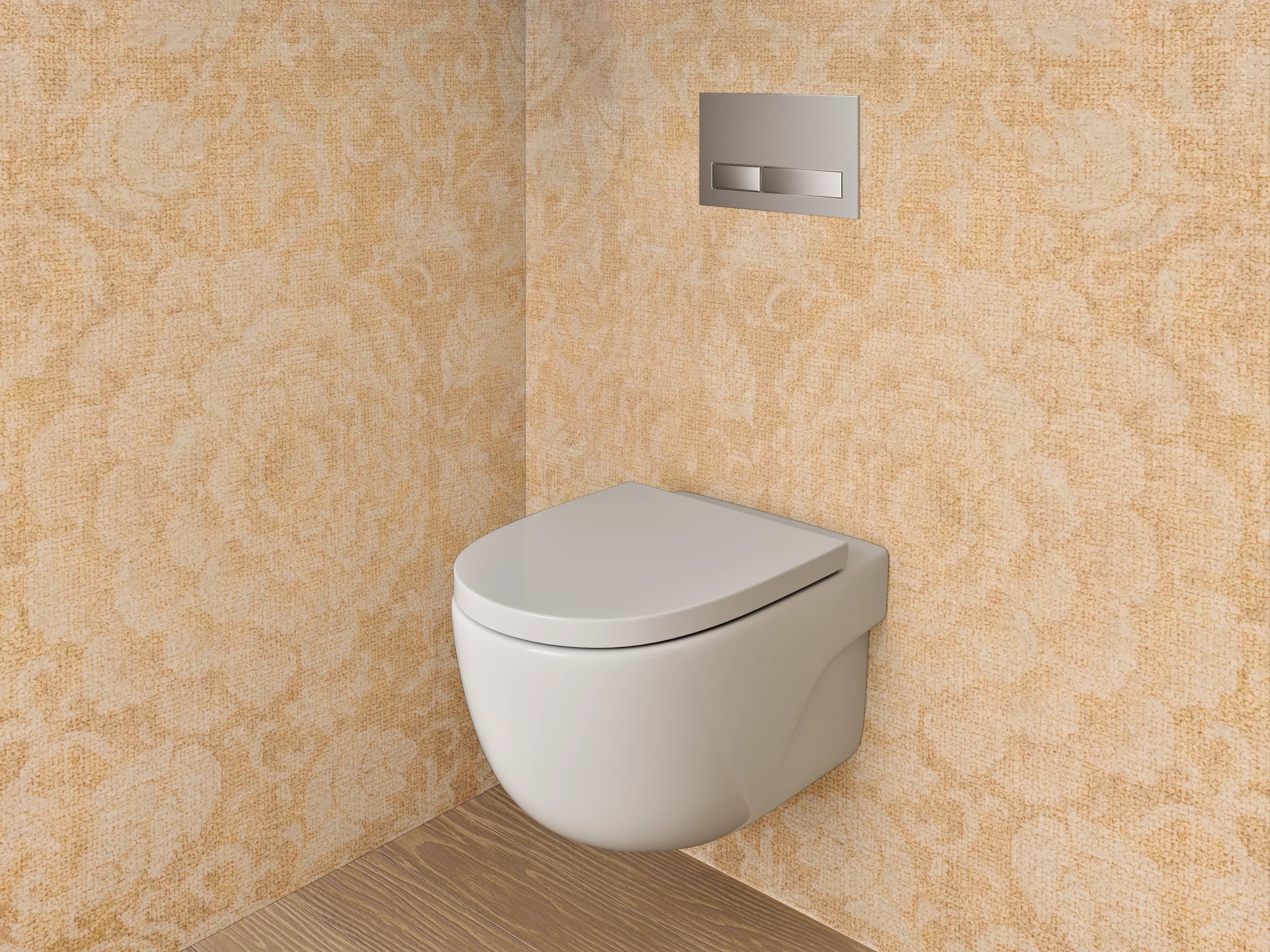 WC-Rückwand - Vintage Barock Tapetenmuster Beige