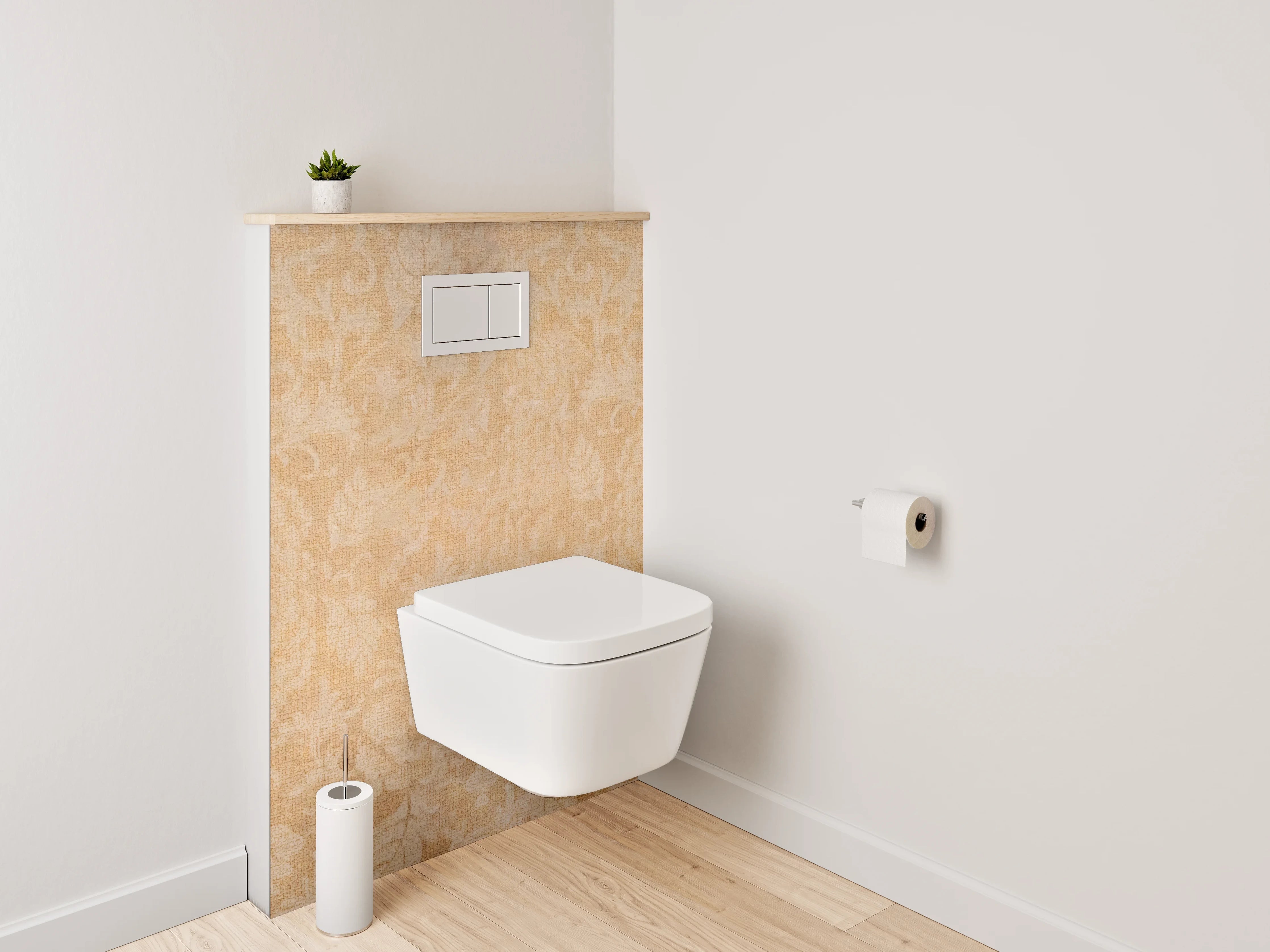 WC-Rückwand - Vintage Barock Tapetenmuster Beige