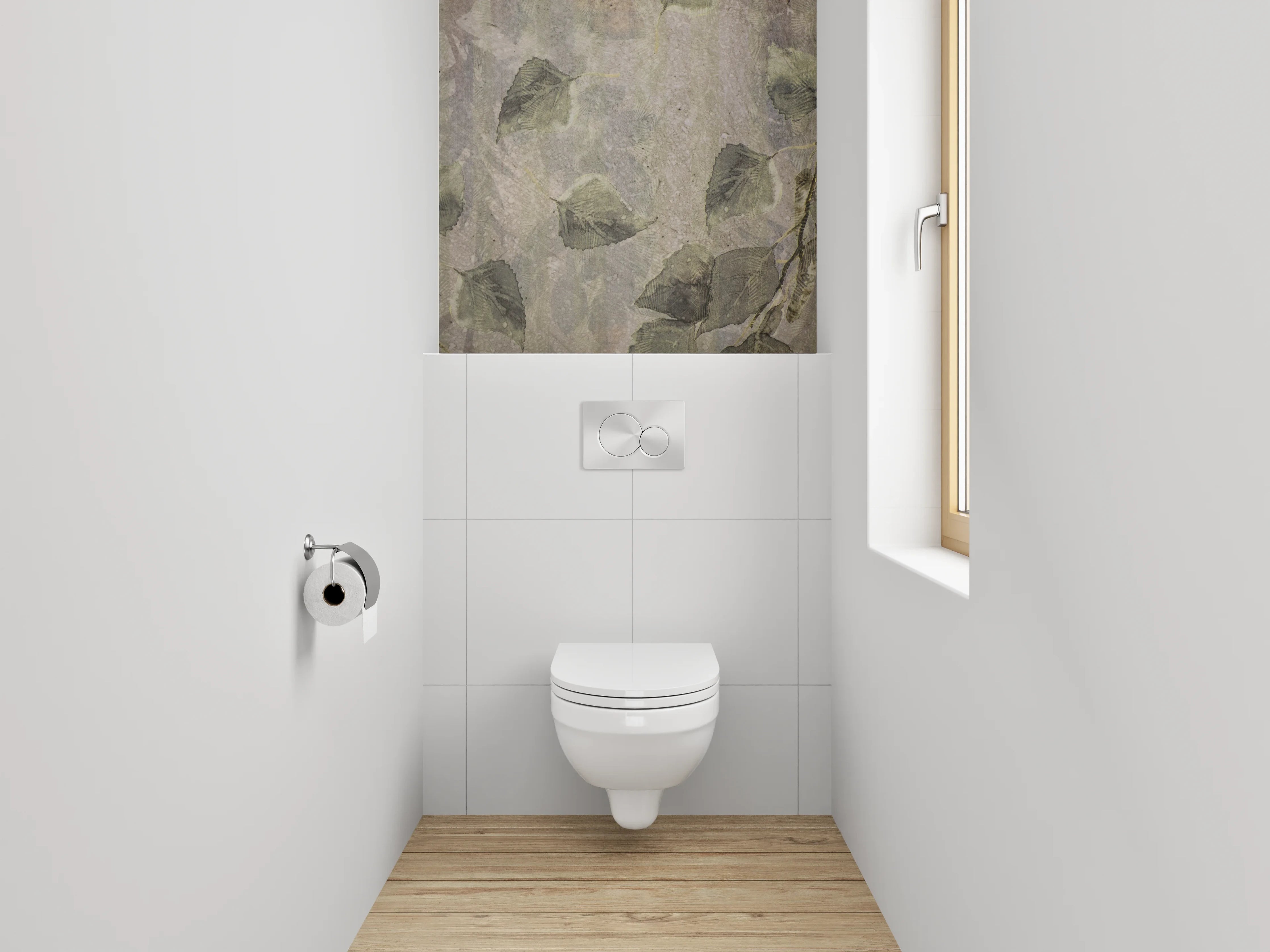 WC-Rückwand - Vintage Blätter Aquarell Tapete