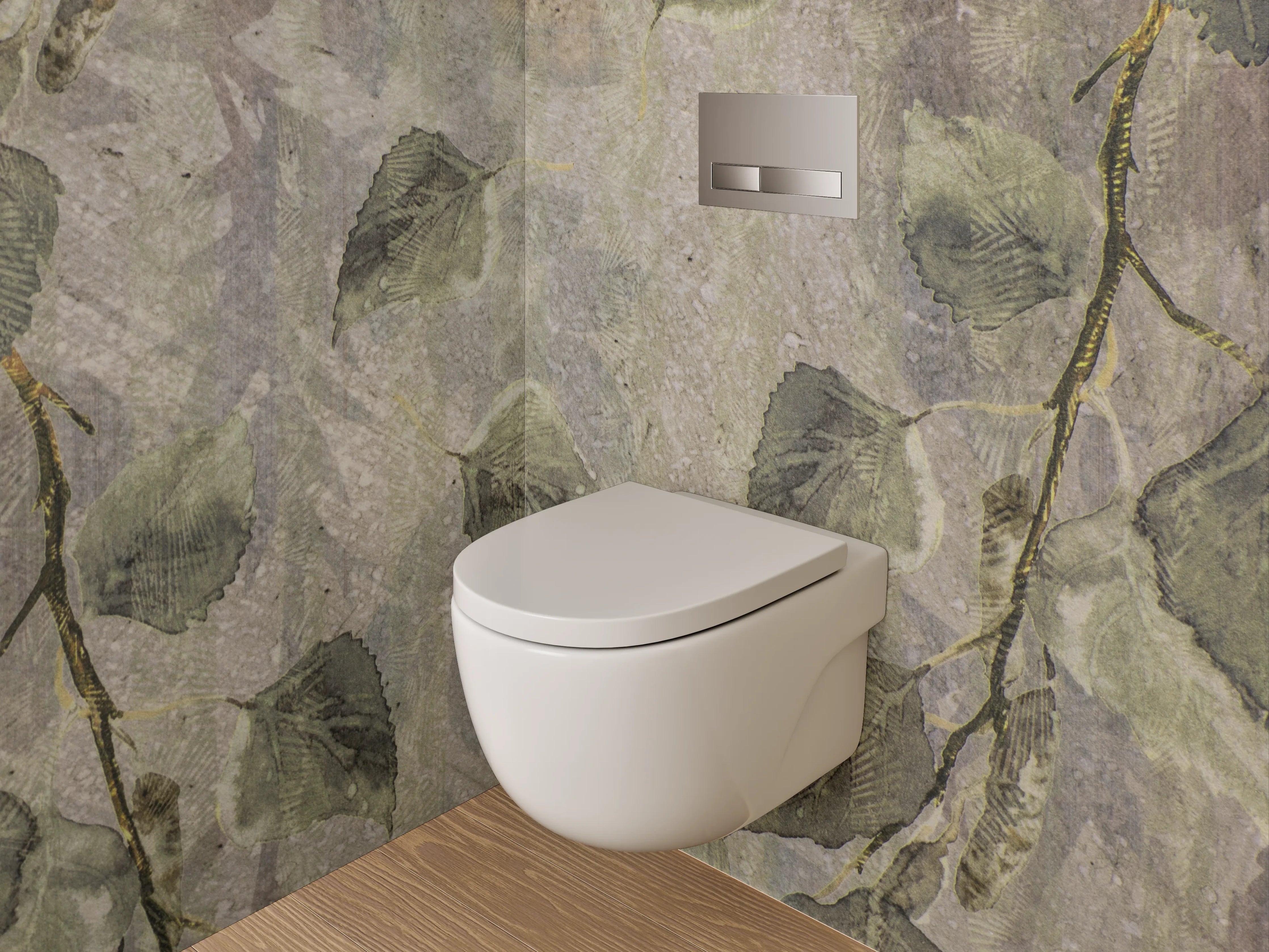 WC-Rückwand - Vintage Blätter Aquarell Tapete