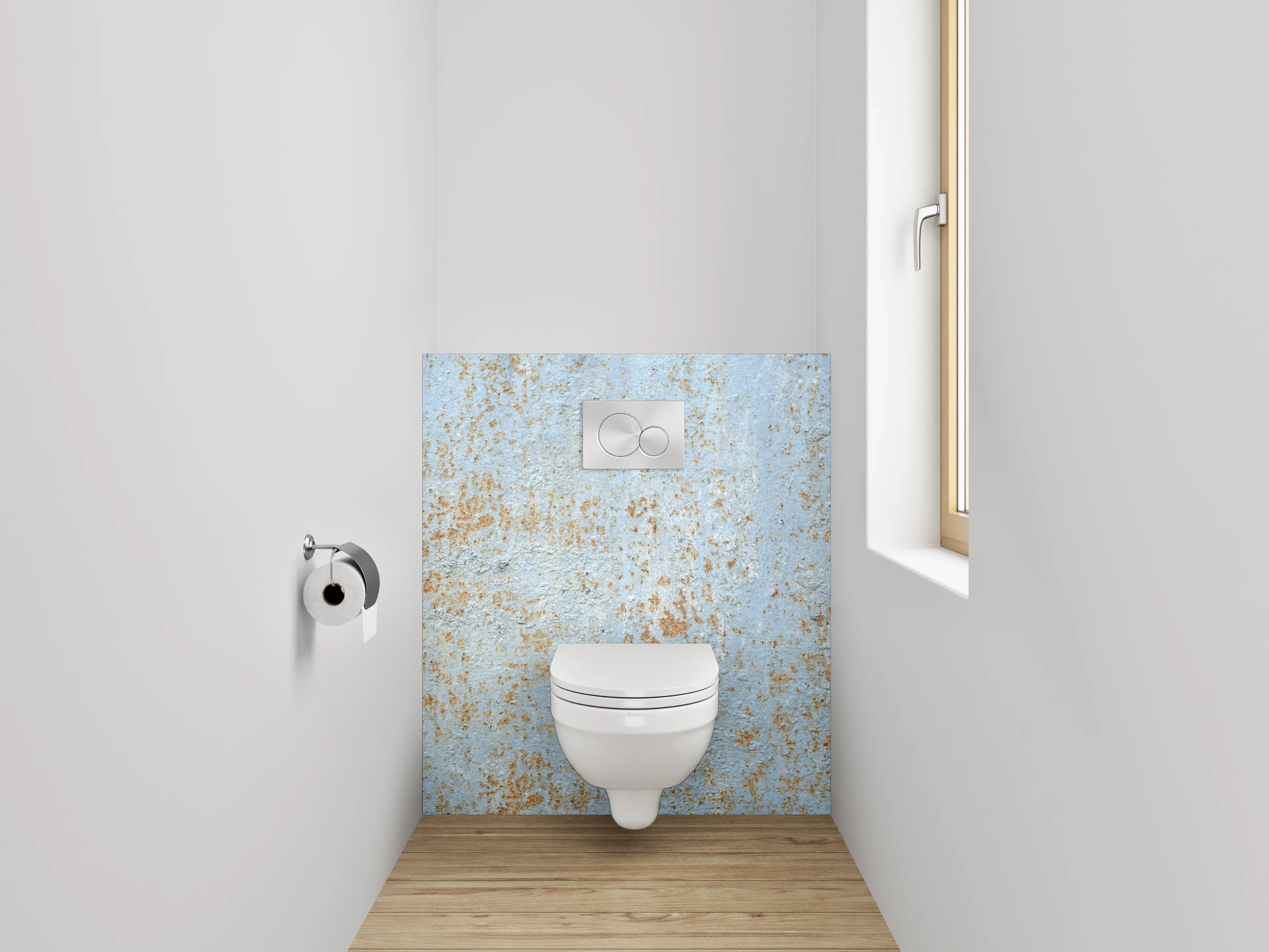 WC-Rückwand - Vintage Blau Rost Optik Fliesen