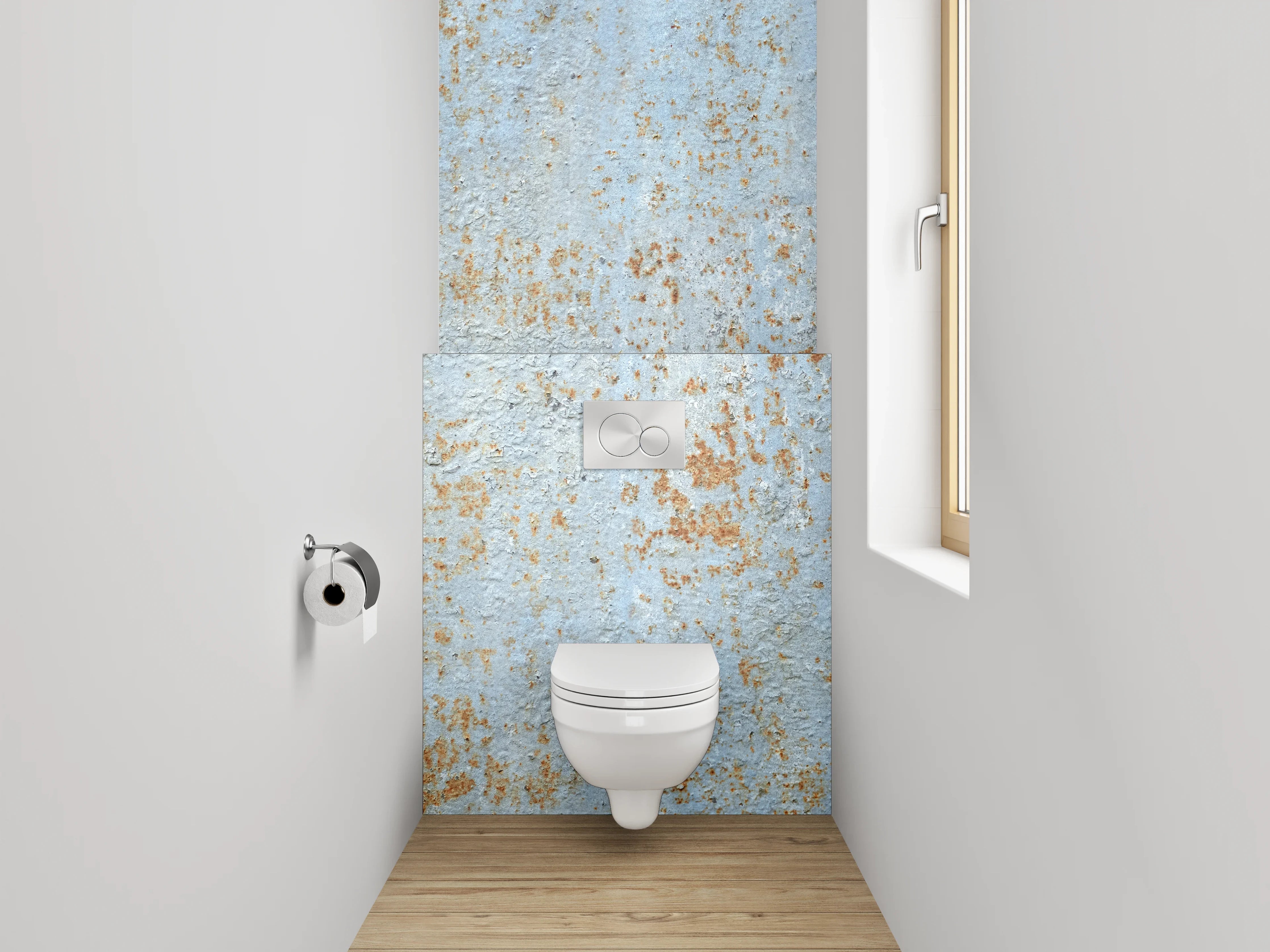 WC-Rückwand - Vintage Blau Rost Optik Fliesen
