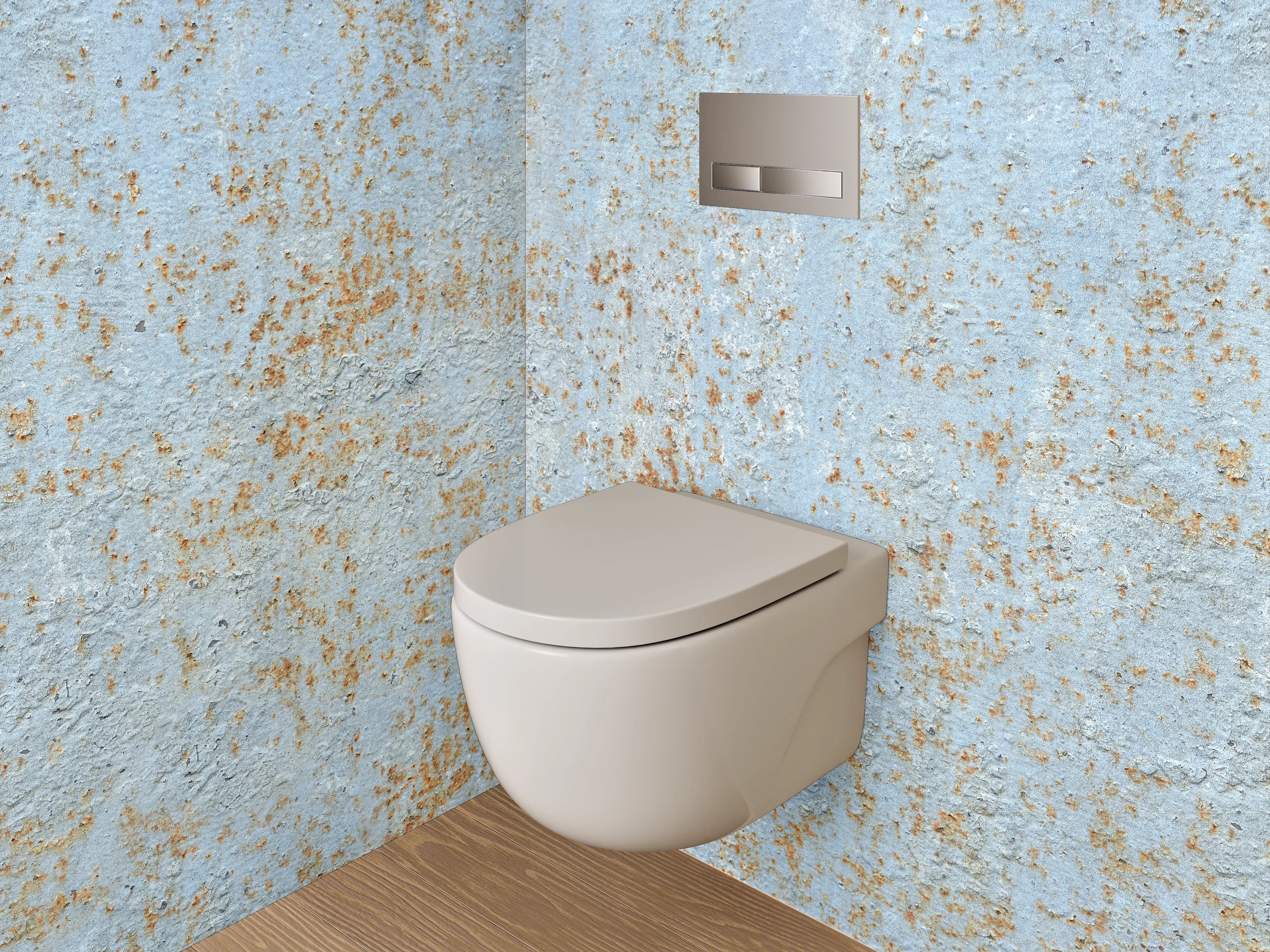 WC-Rückwand - Vintage Blau Rost Optik Fliesen