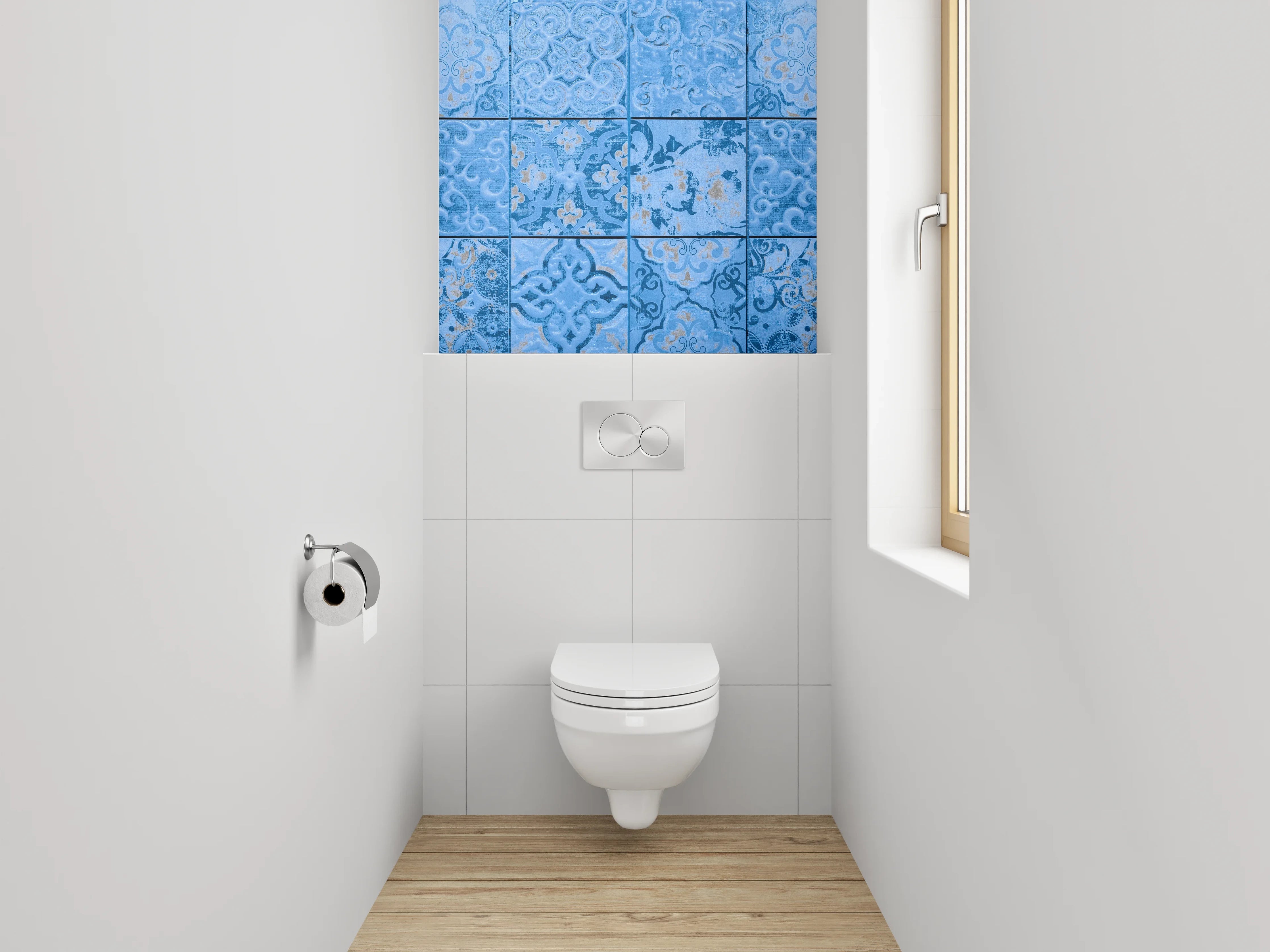 WC-Rückwand - Vintage Blaue Ornament-Fliese