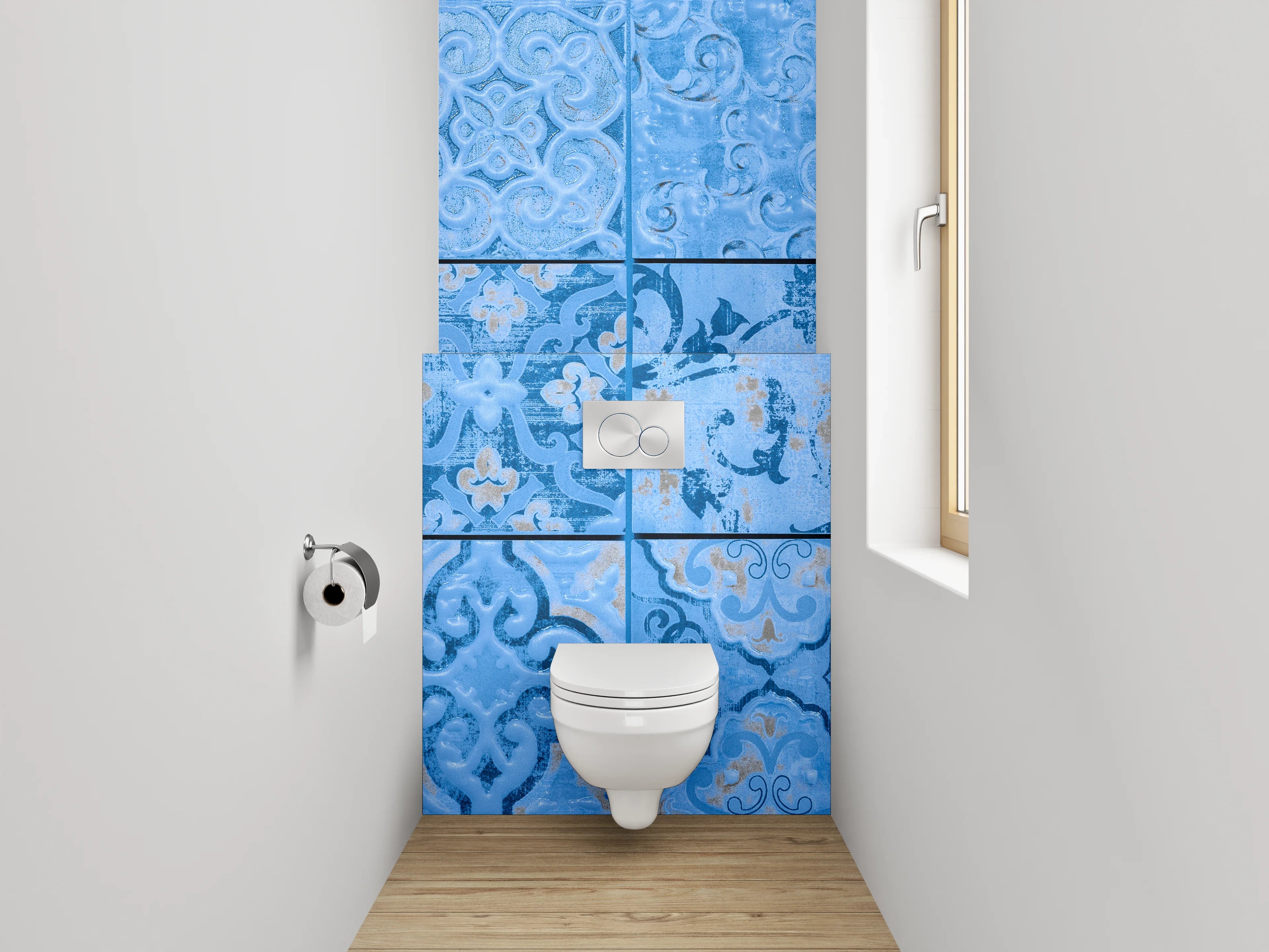 WC-Rückwand - Vintage Blaue Ornament-Fliese