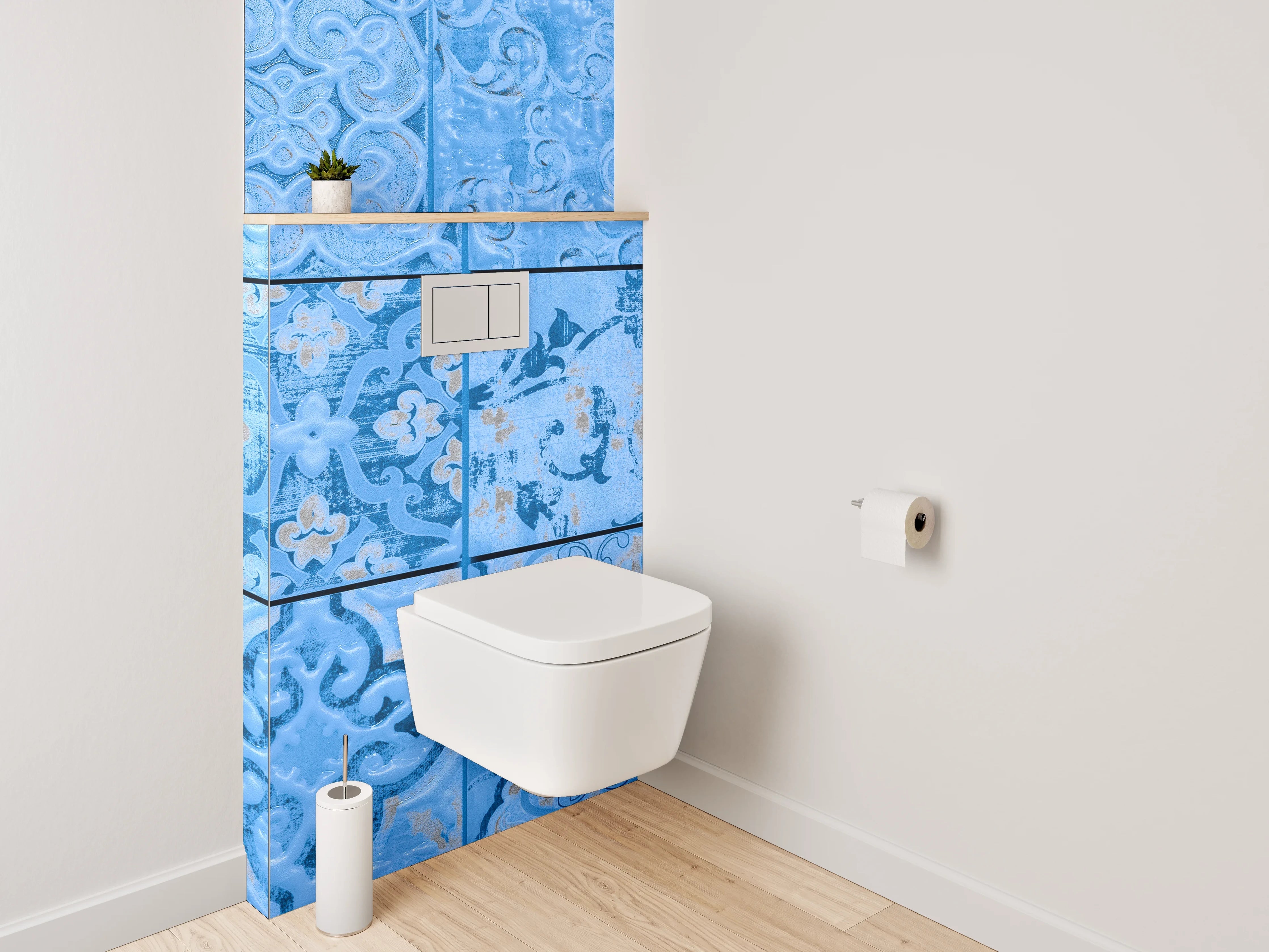 WC-Rückwand - Vintage Blaue Ornament-Fliese
