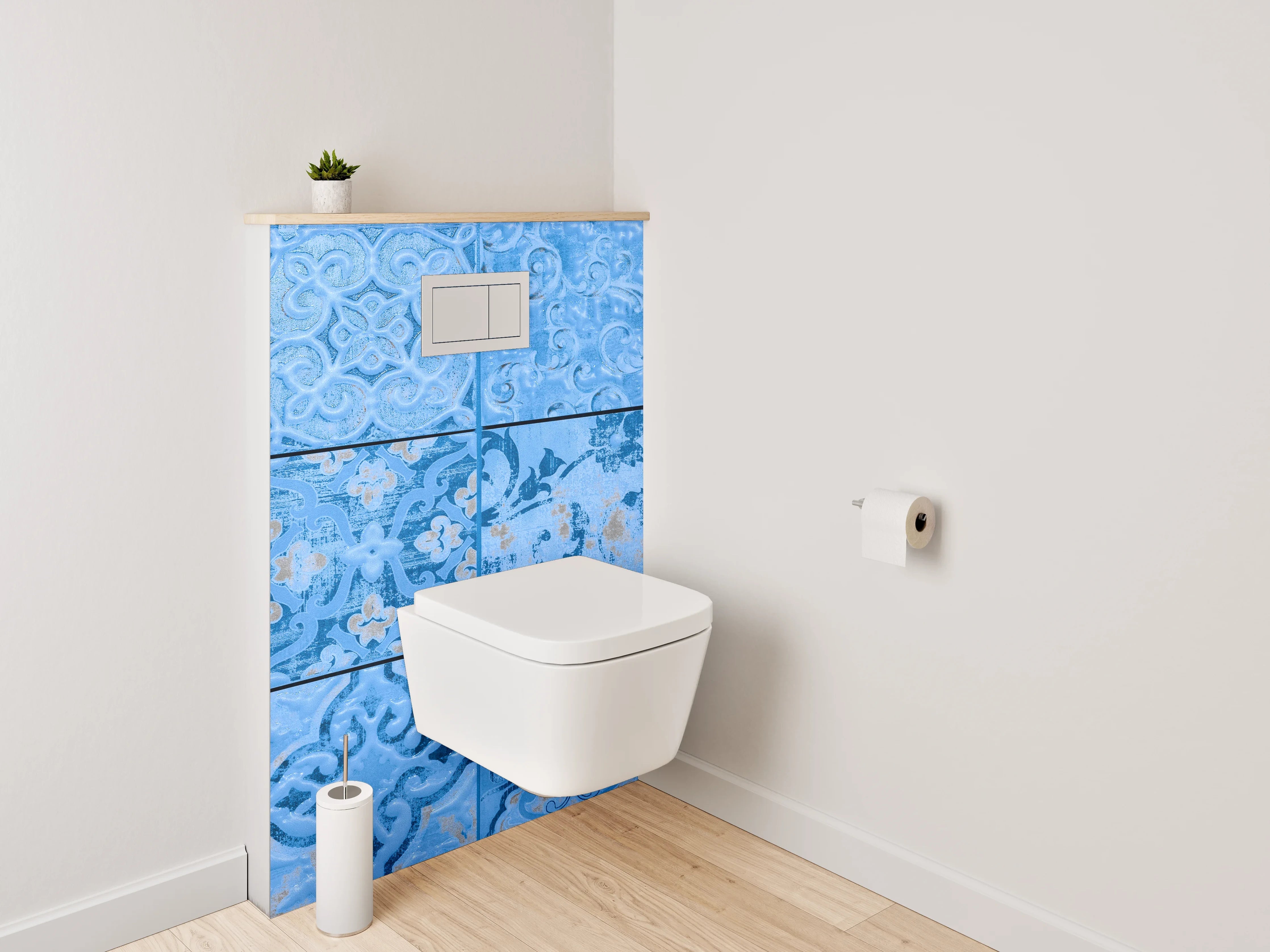 WC-Rückwand - Vintage Blaue Ornament-Fliese