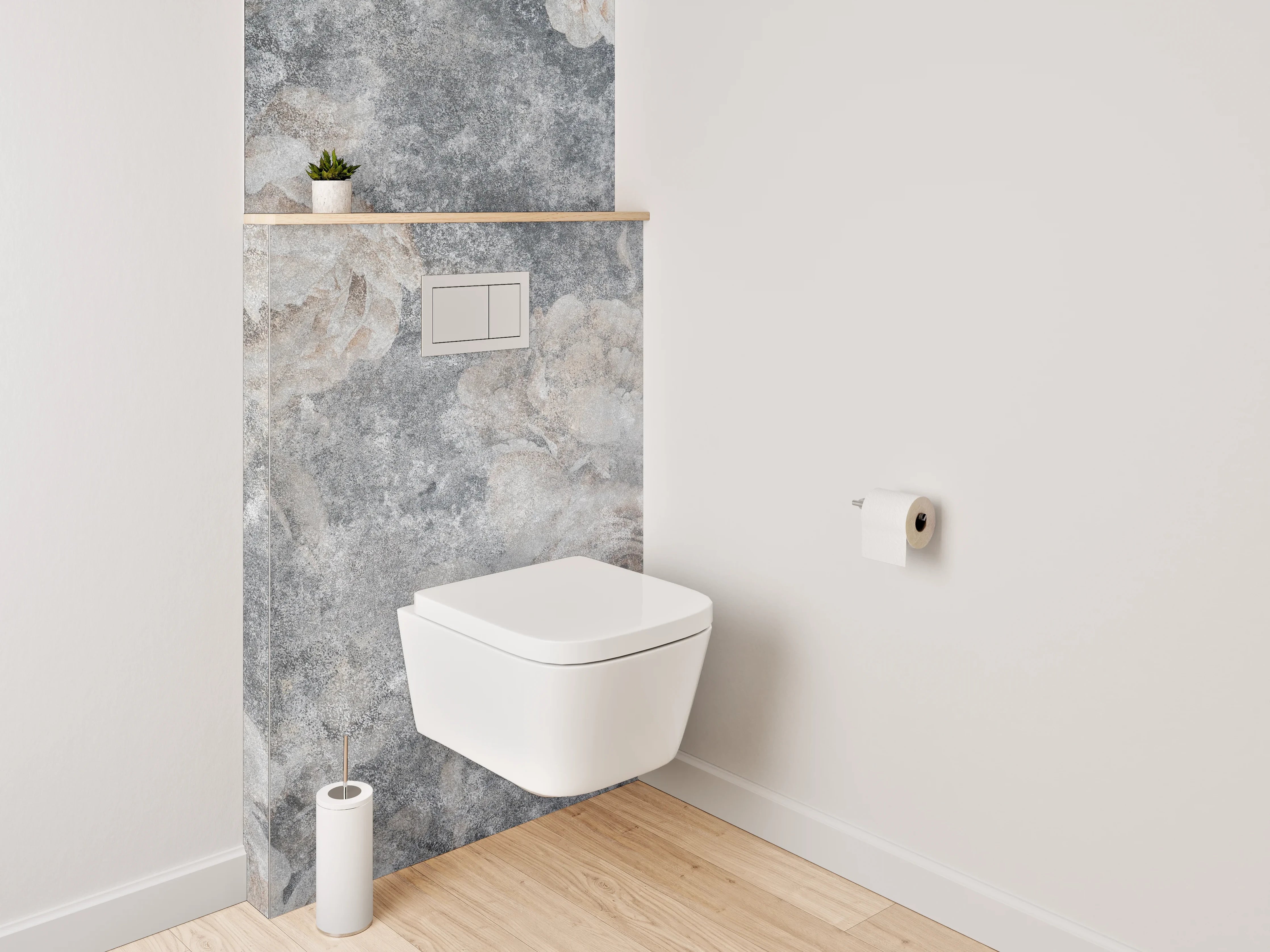 WC-Rückwand - Vintage Blüten auf grauem Hintergrund
