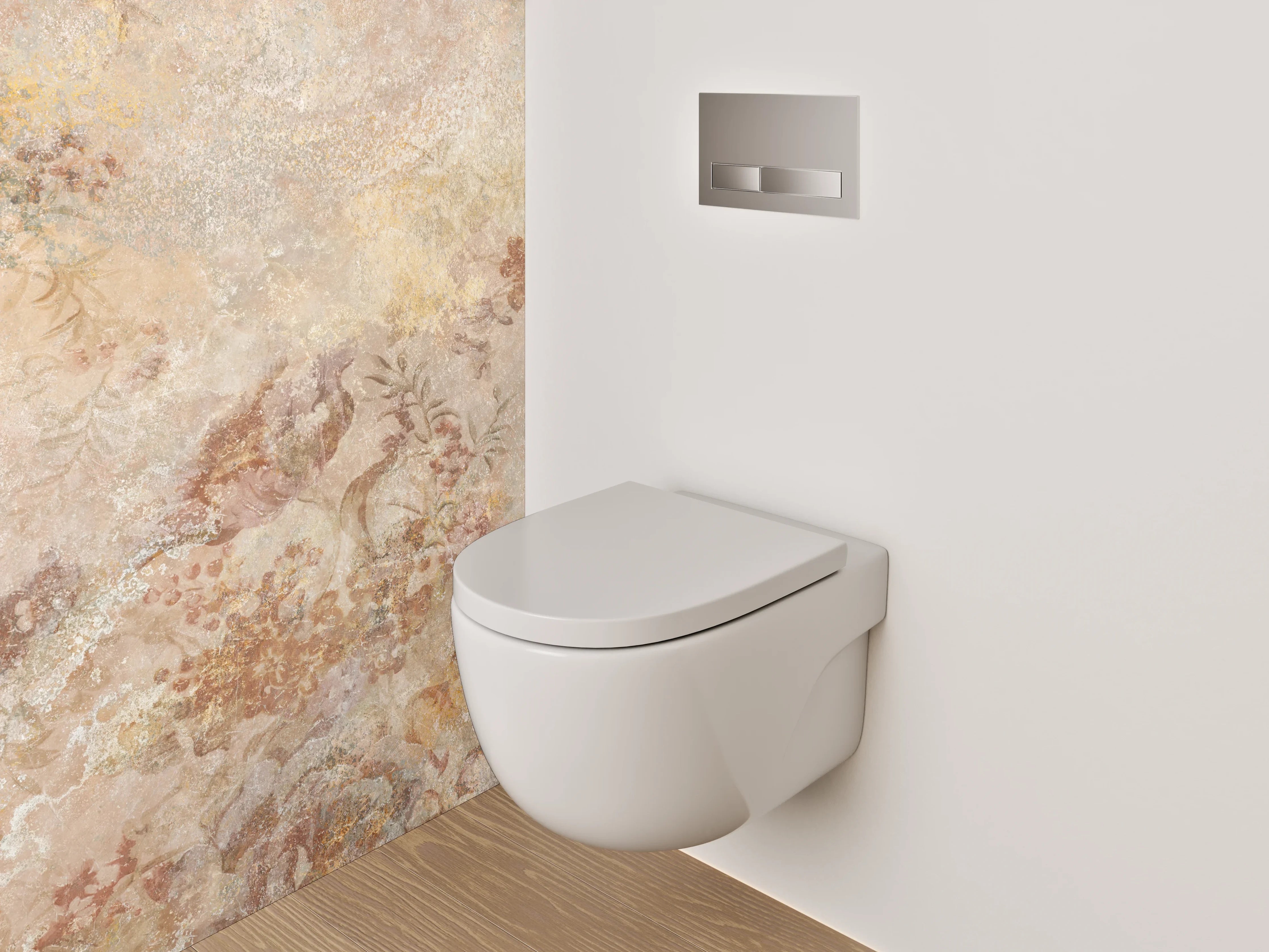 WC-Rückwand - Vintage Blumen Marmoroptik Wanddekor
