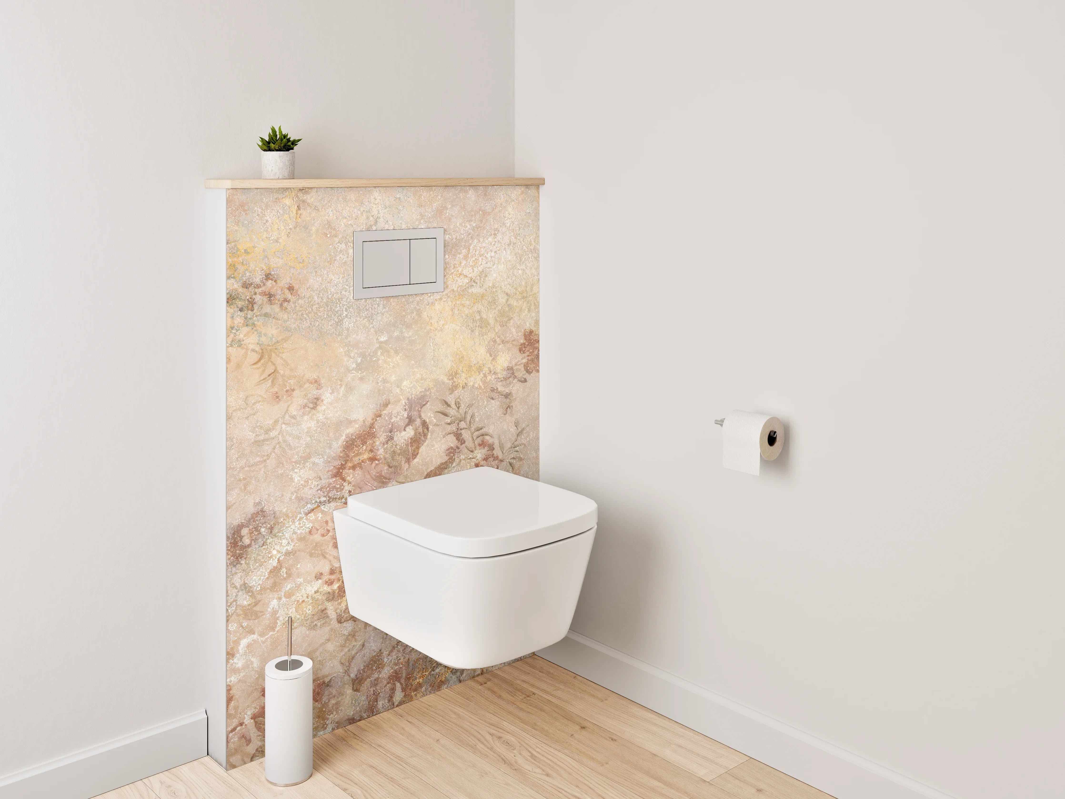 WC-Rückwand - Vintage Blumen Marmoroptik Wanddekor
