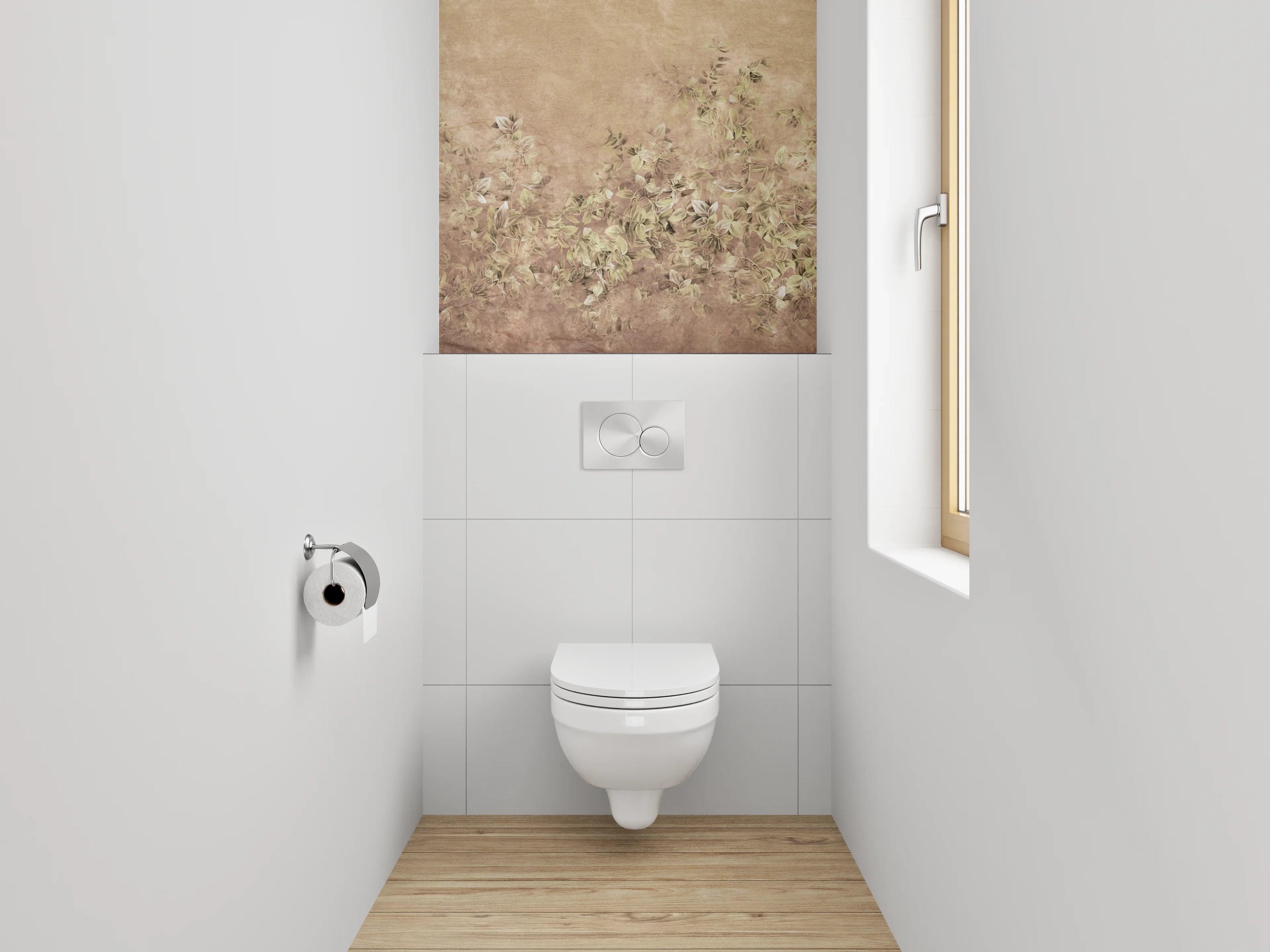 WC-Rückwand - Vintage Blumen-Relief in Sandsteinoptik