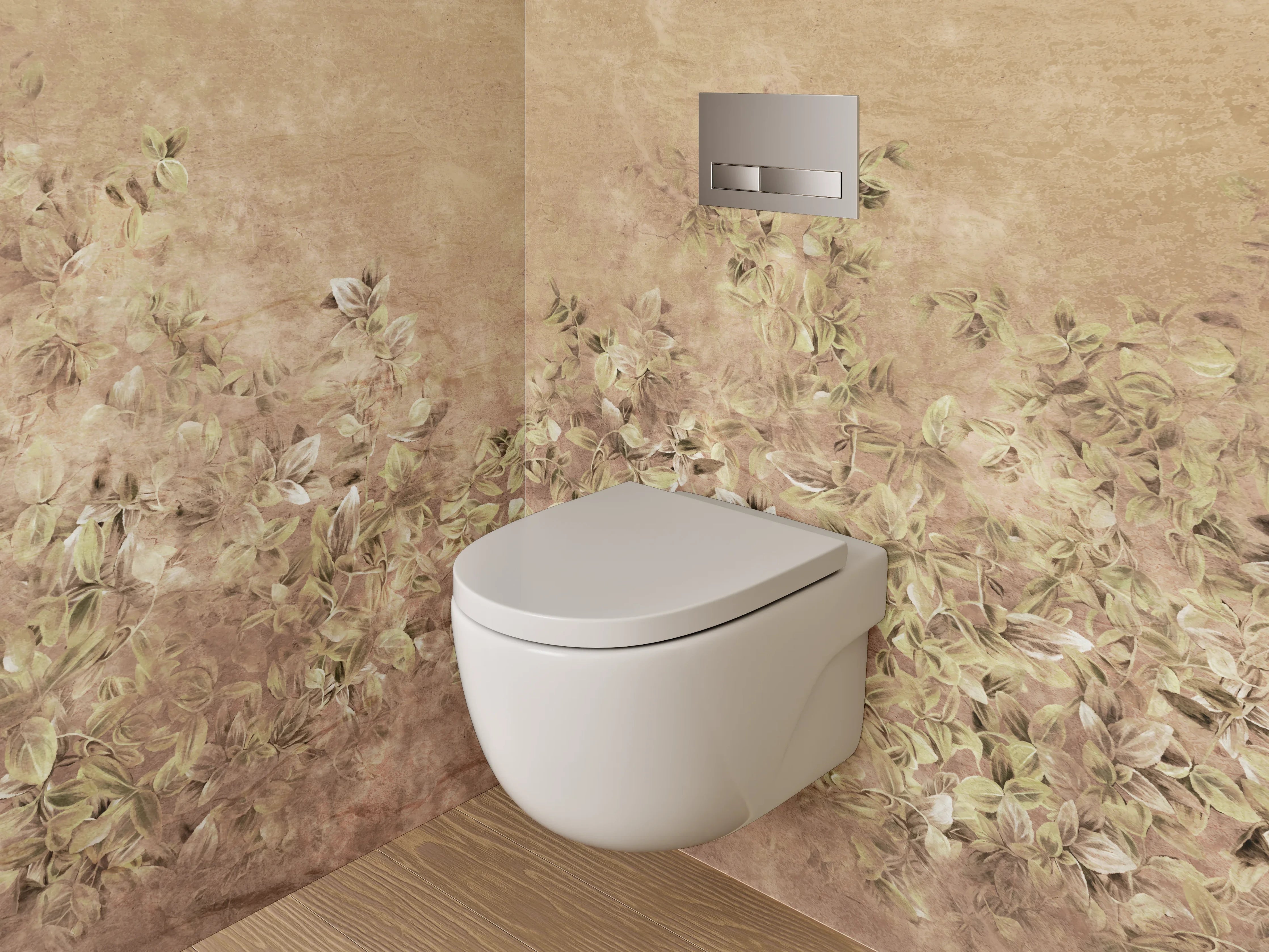 WC-Rückwand - Vintage Blumen-Relief in Sandsteinoptik