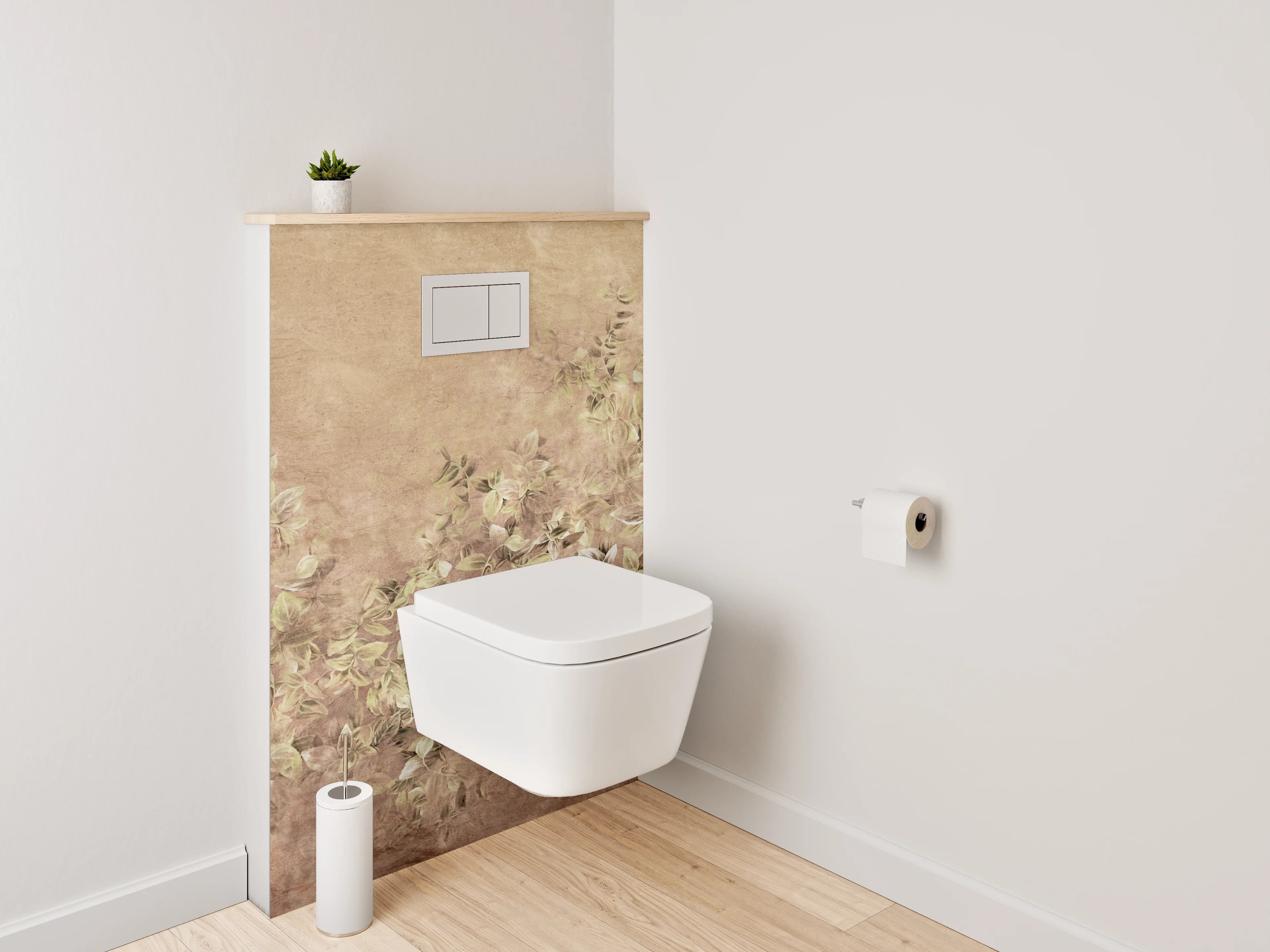 WC-Rückwand - Vintage Blumen-Relief in Sandsteinoptik
