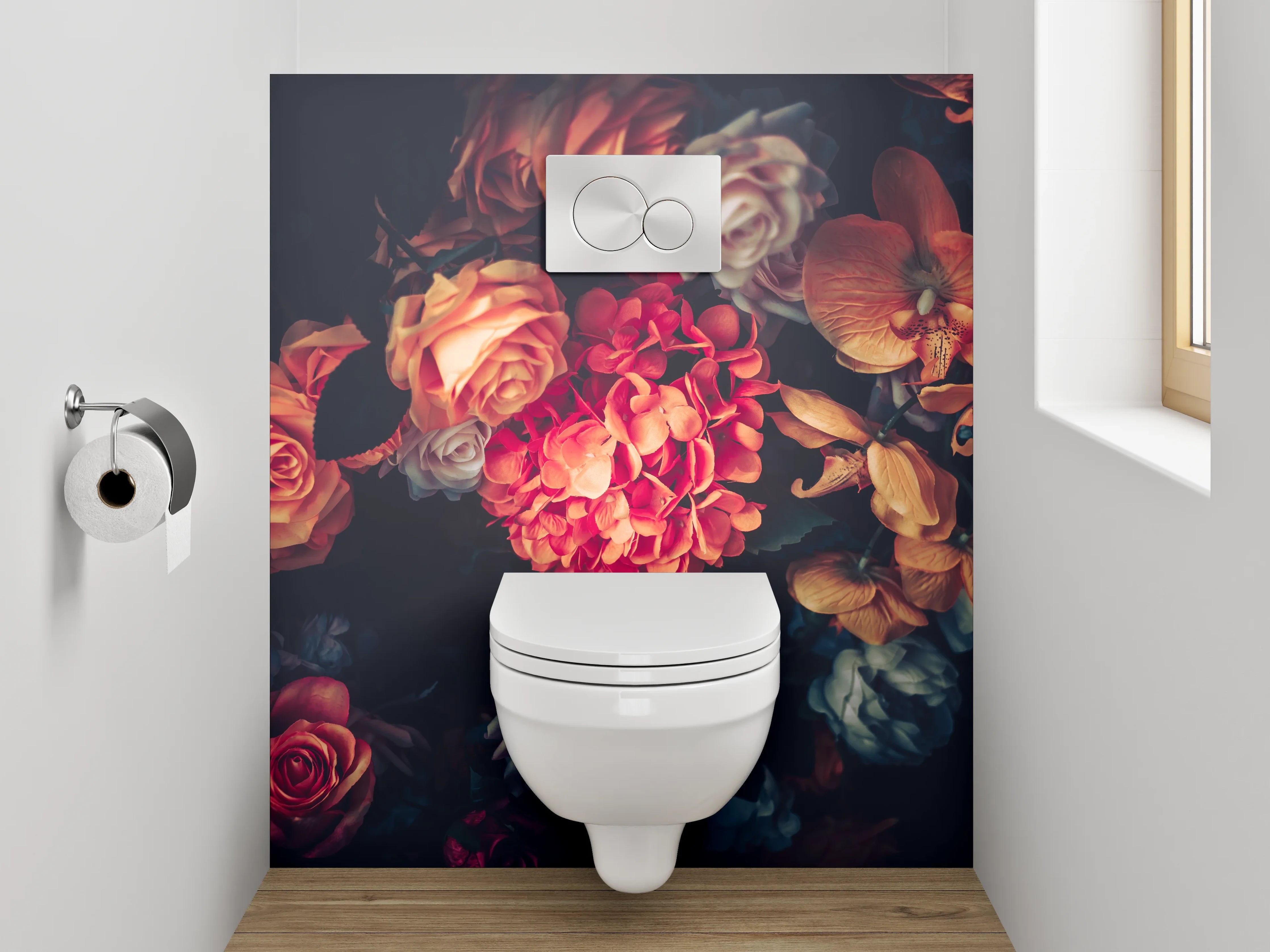 WC-Rückwand - Vintage Blumen Stillleben Romantik