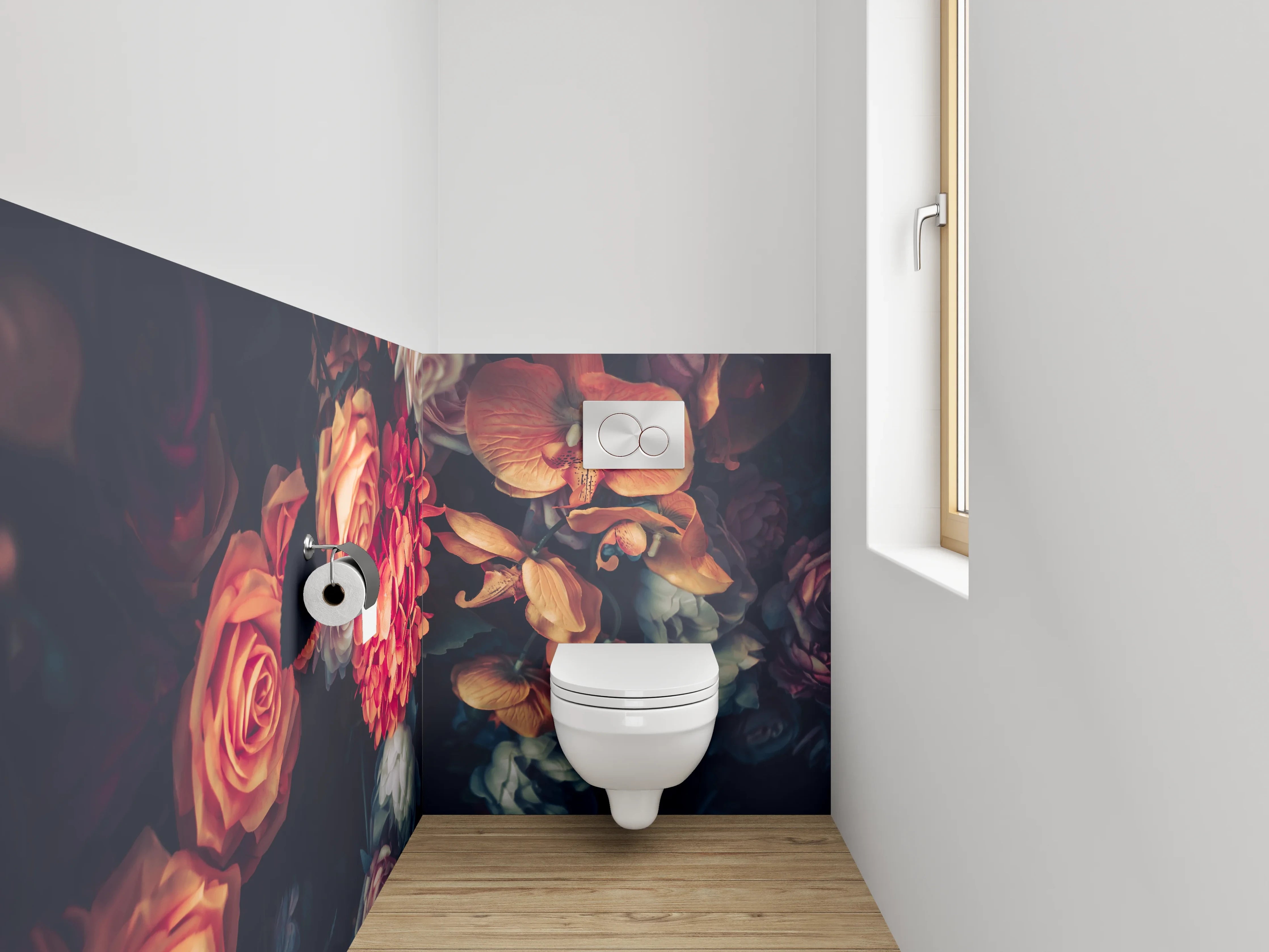 WC-Rückwand - Vintage Blumen Stillleben Romantik