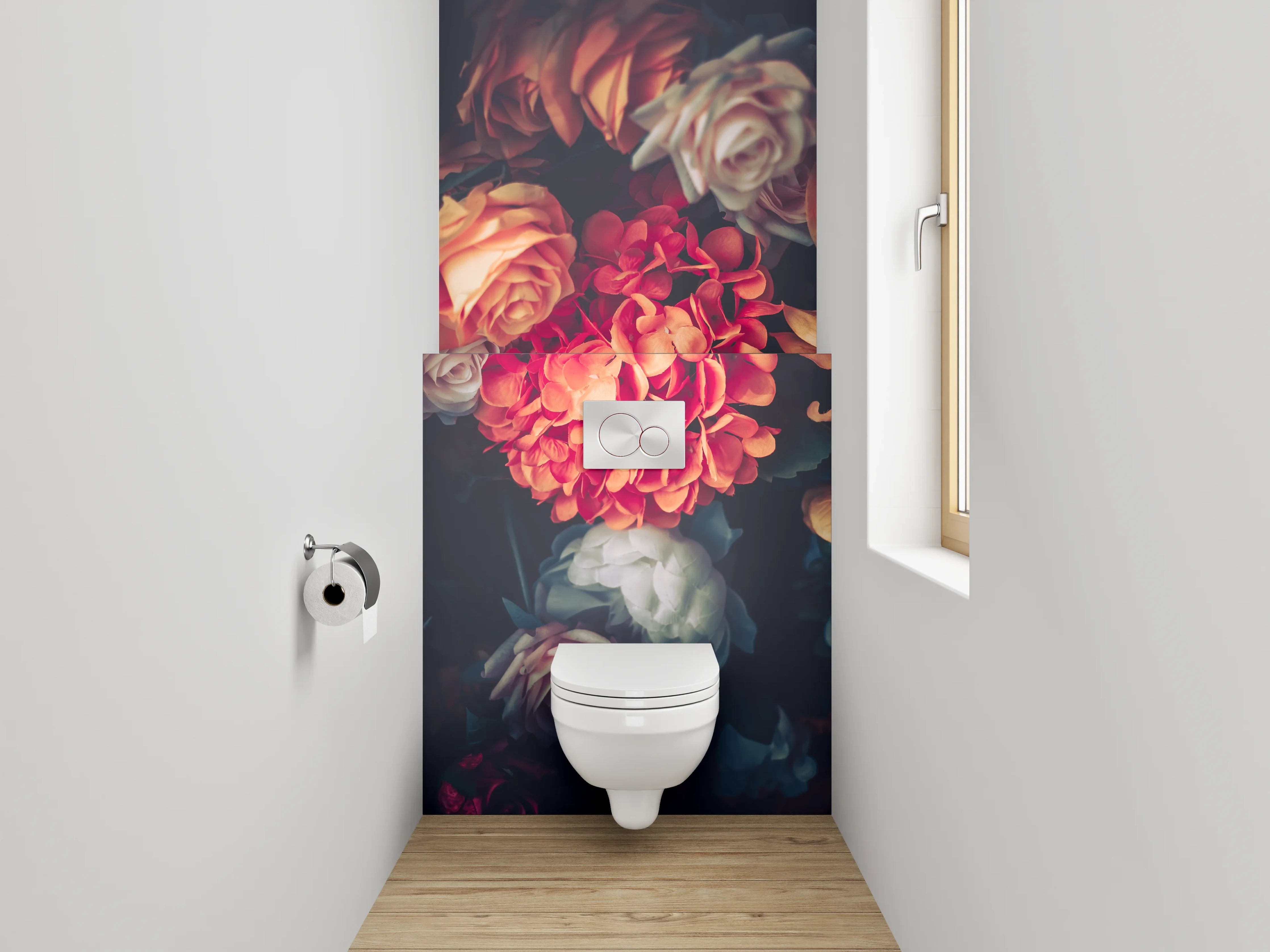 WC-Rückwand - Vintage Blumen Stillleben Romantik