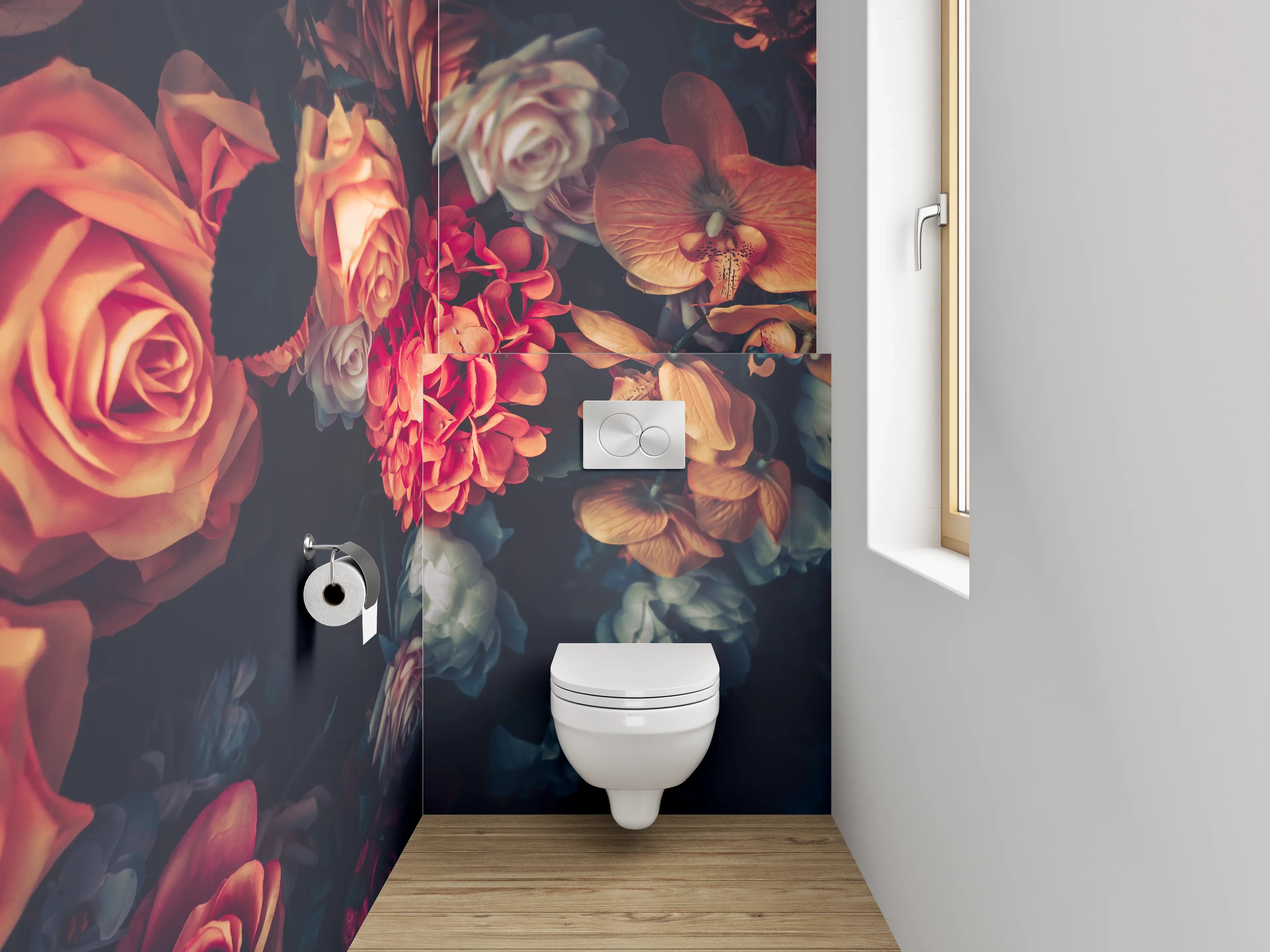 WC-Rückwand - Vintage Blumen Stillleben Romantik