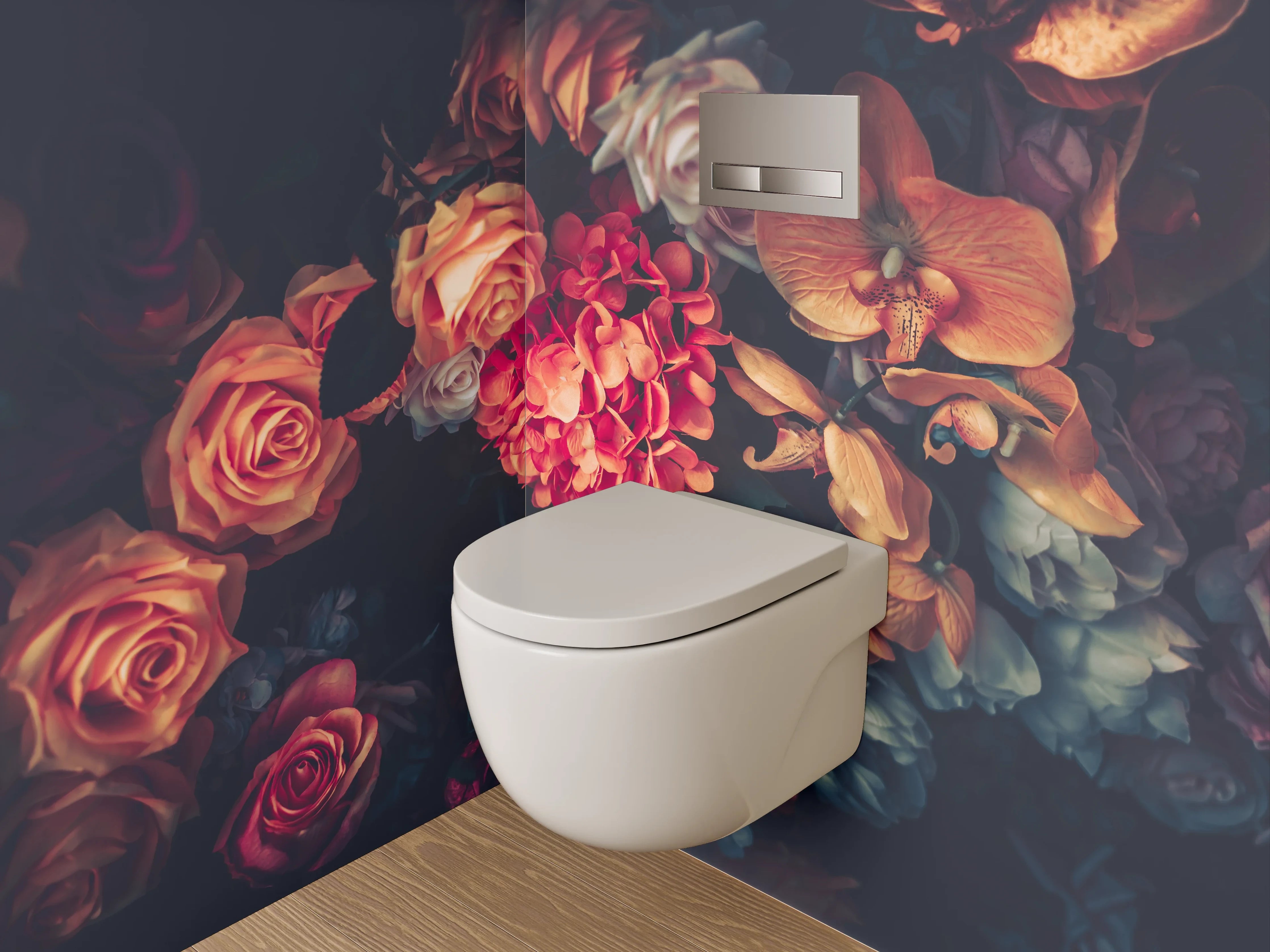 WC-Rückwand - Vintage Blumen Stillleben Romantik
