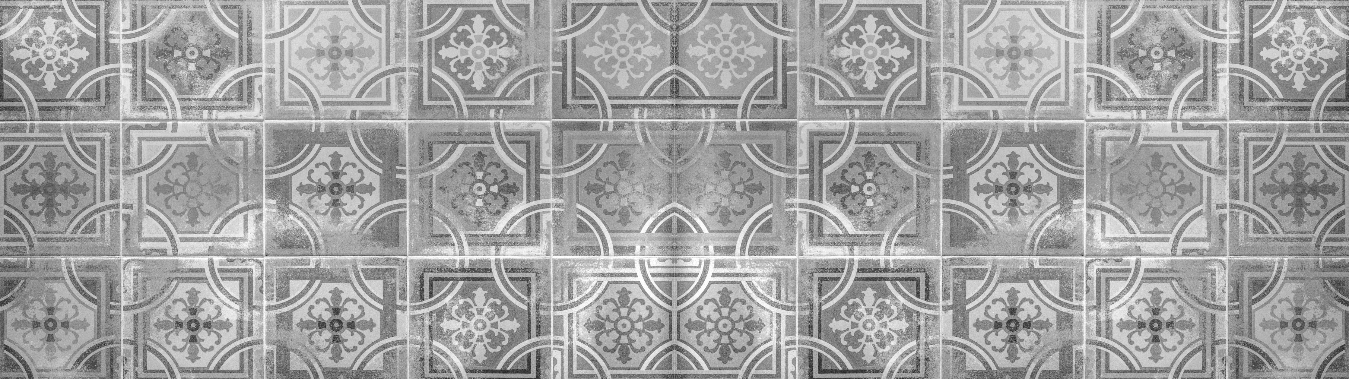 WC-Rückwand-Vintage Fliesen Mosaik Grau Weiß