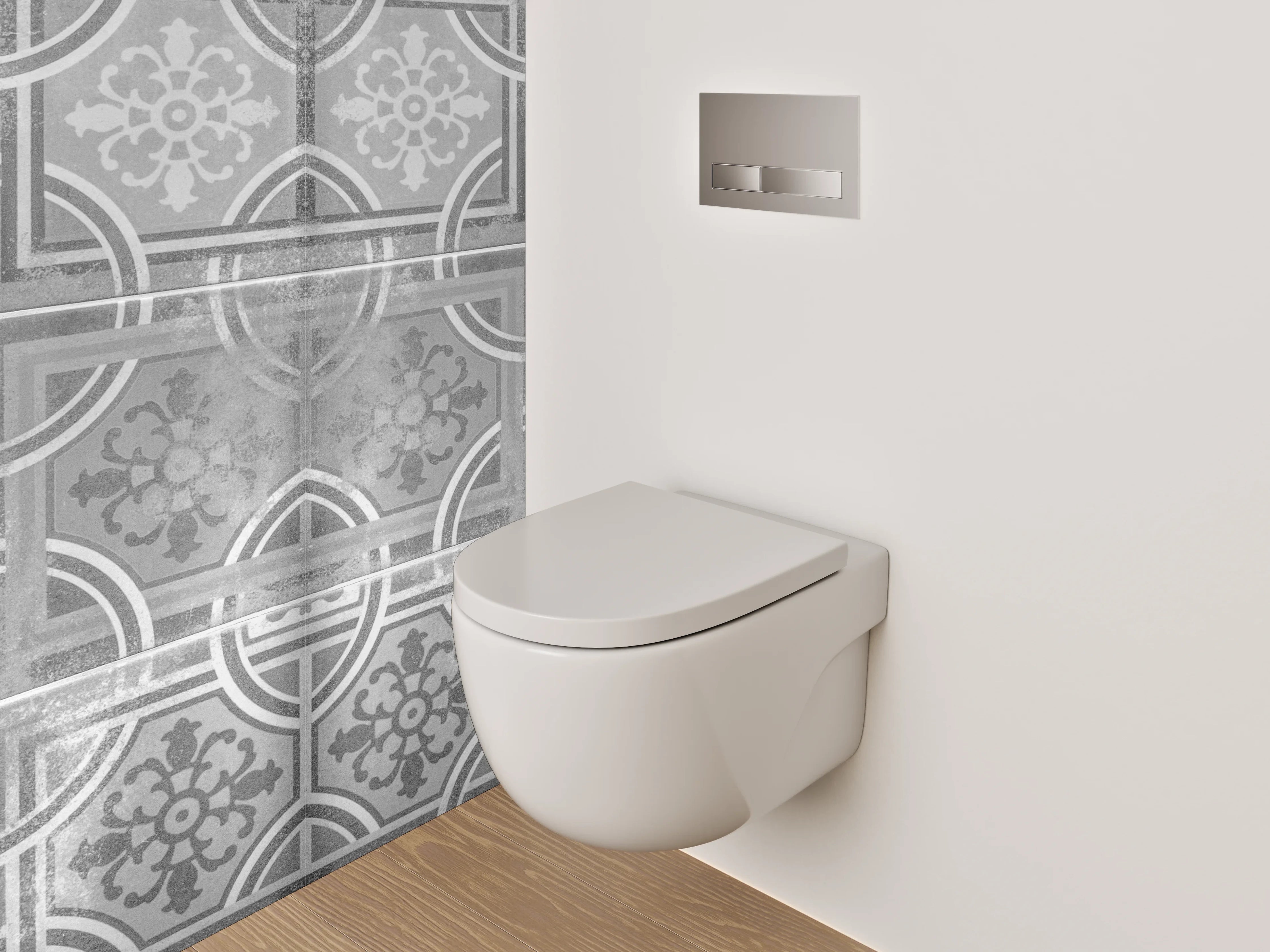WC-Rückwand - Vintage Fliesen Mosaik Grau Weiß
