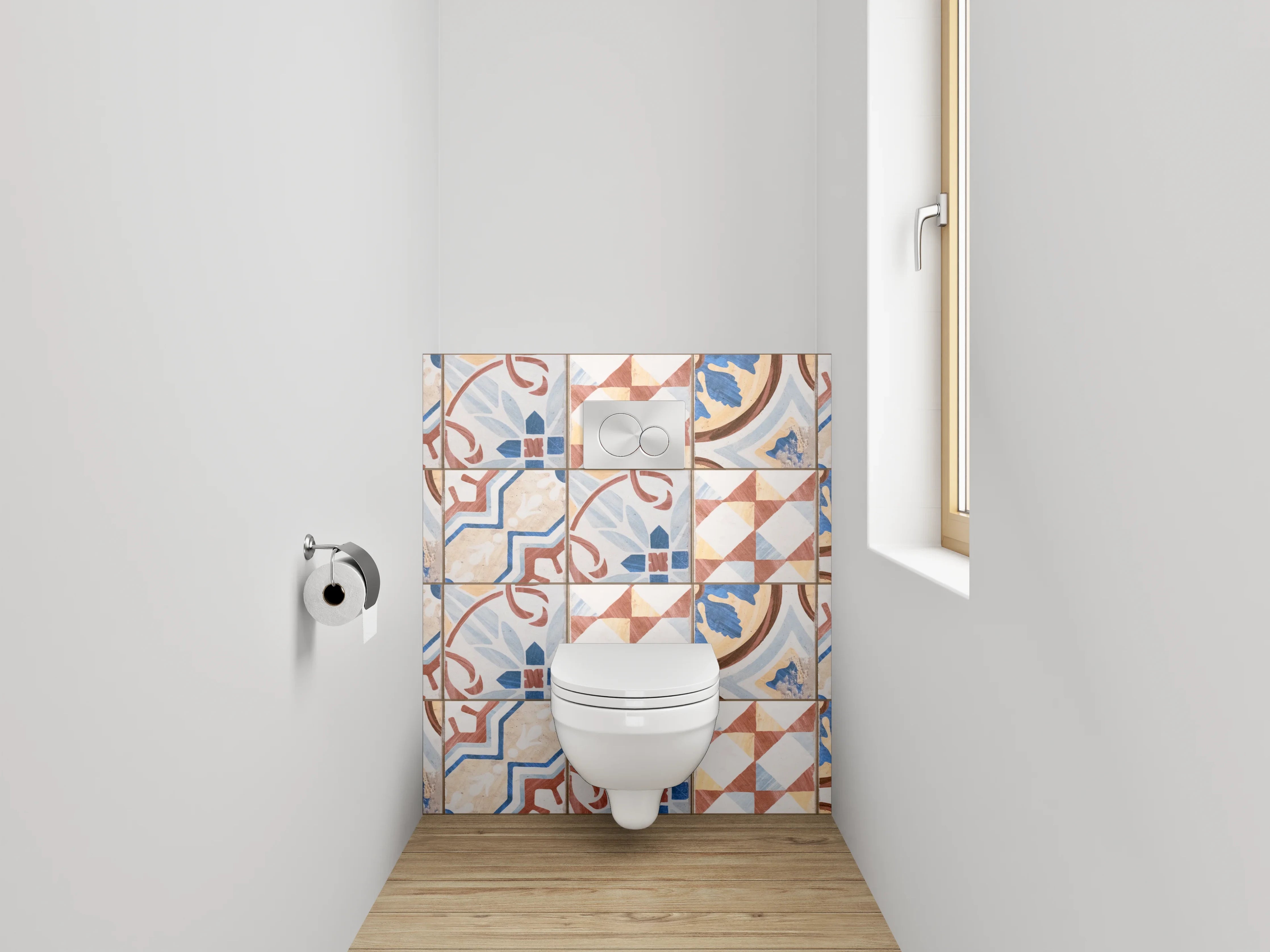 WC-Rückwand - Vintage Fliesen Muster Retro Design