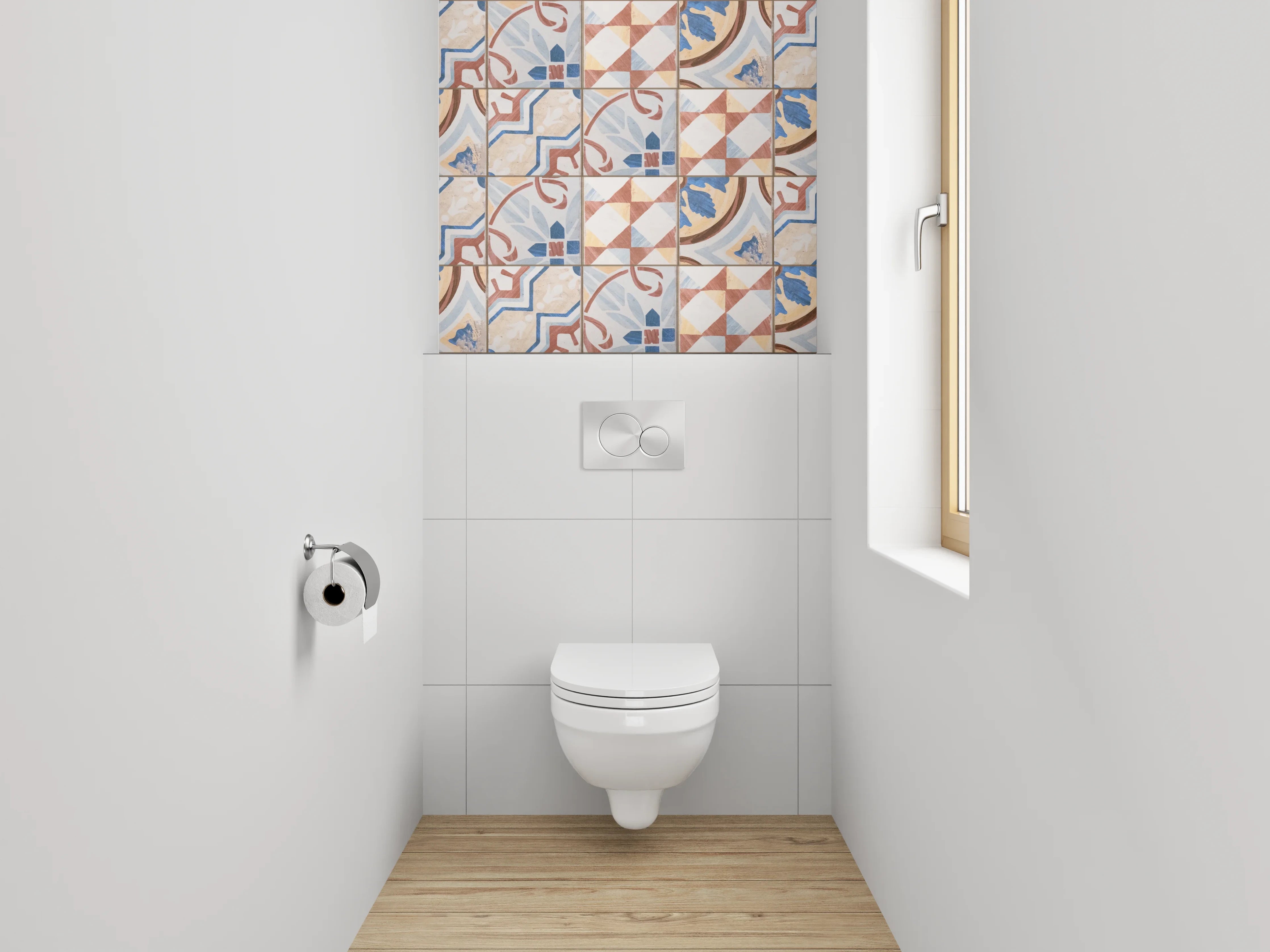 WC-Rückwand - Vintage Fliesen Muster Retro Design