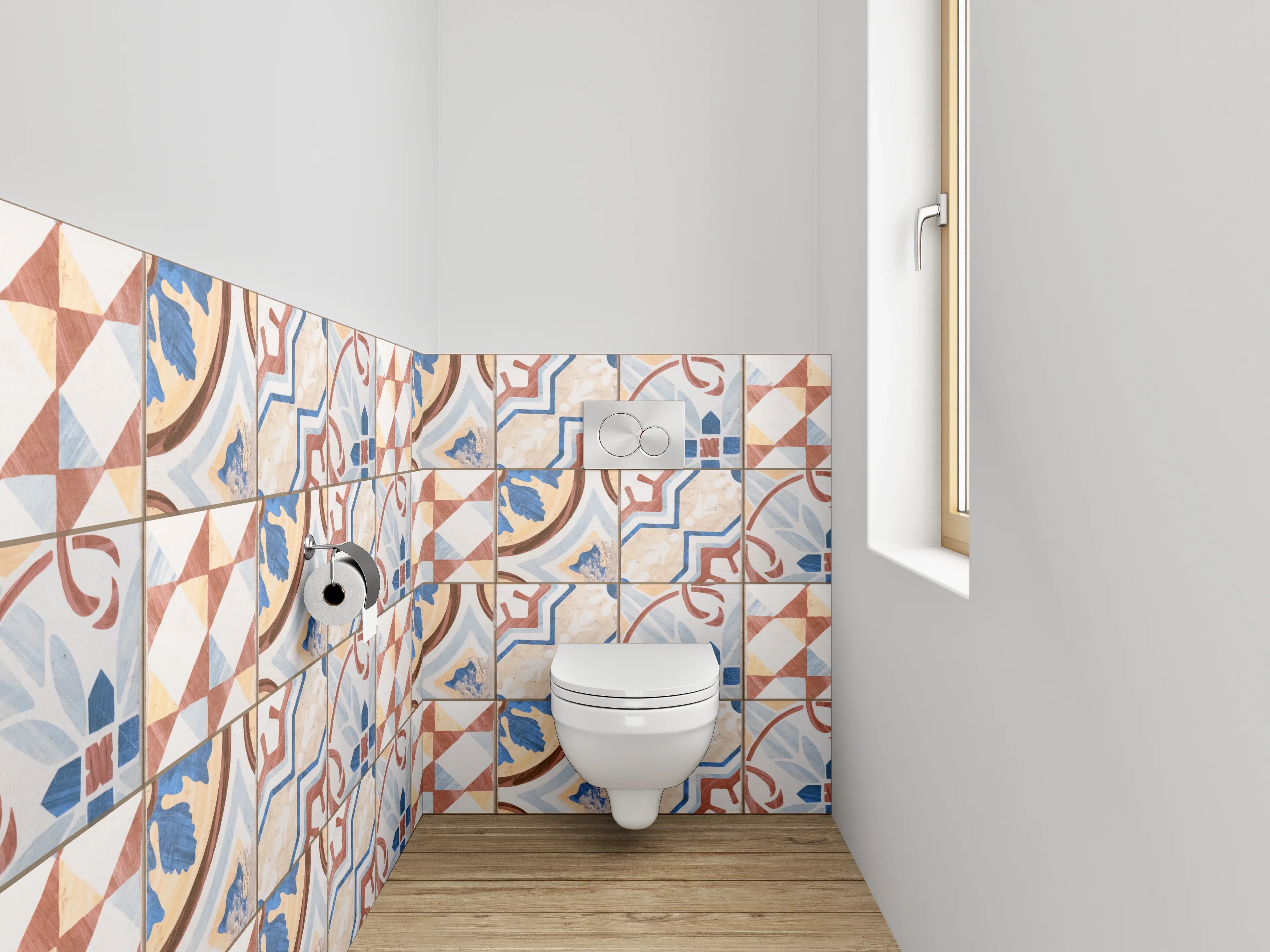 WC-Rückwand - Vintage Fliesen Muster Retro Design