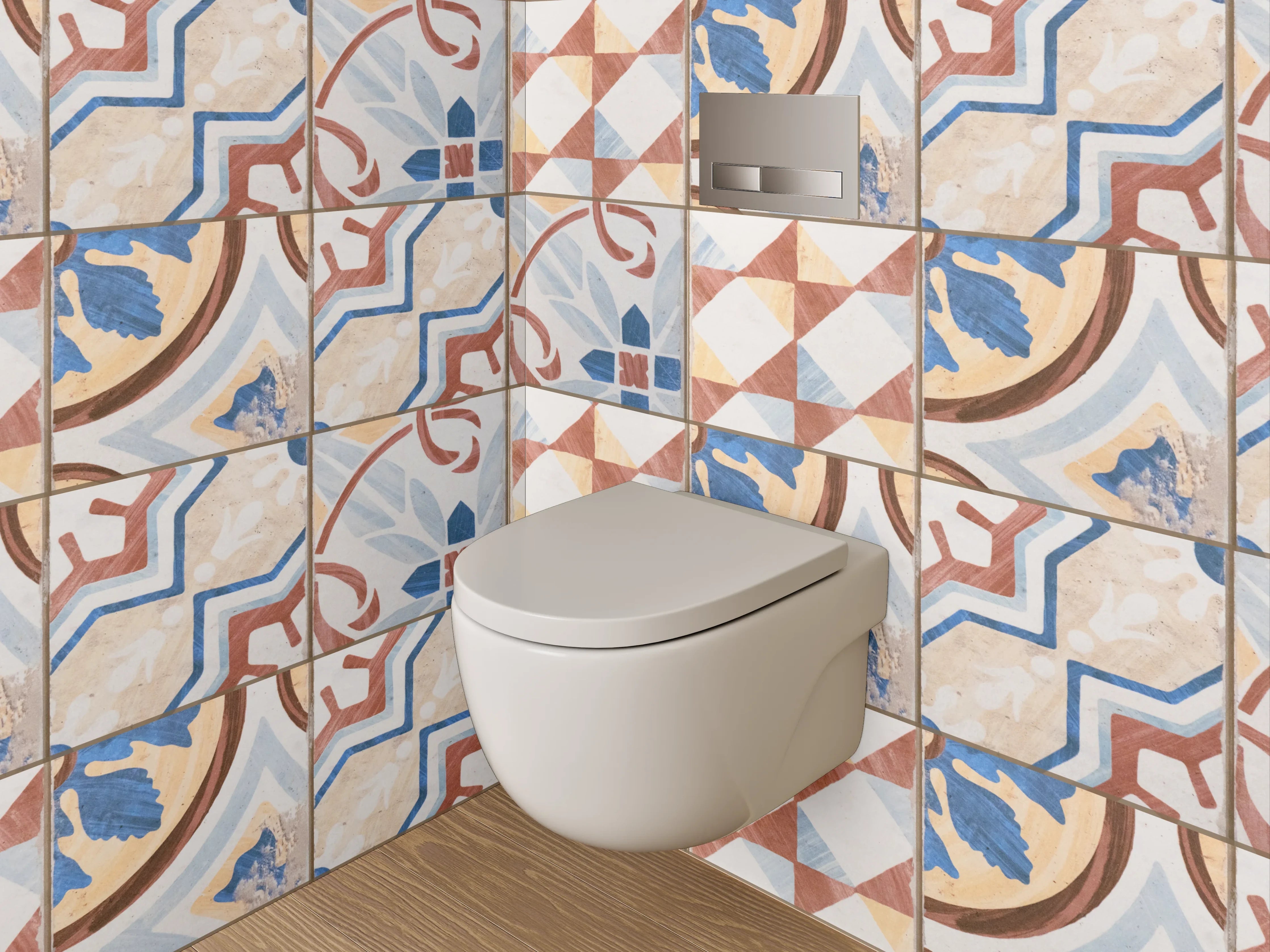 WC-Rückwand - Vintage Fliesen Muster Retro Design