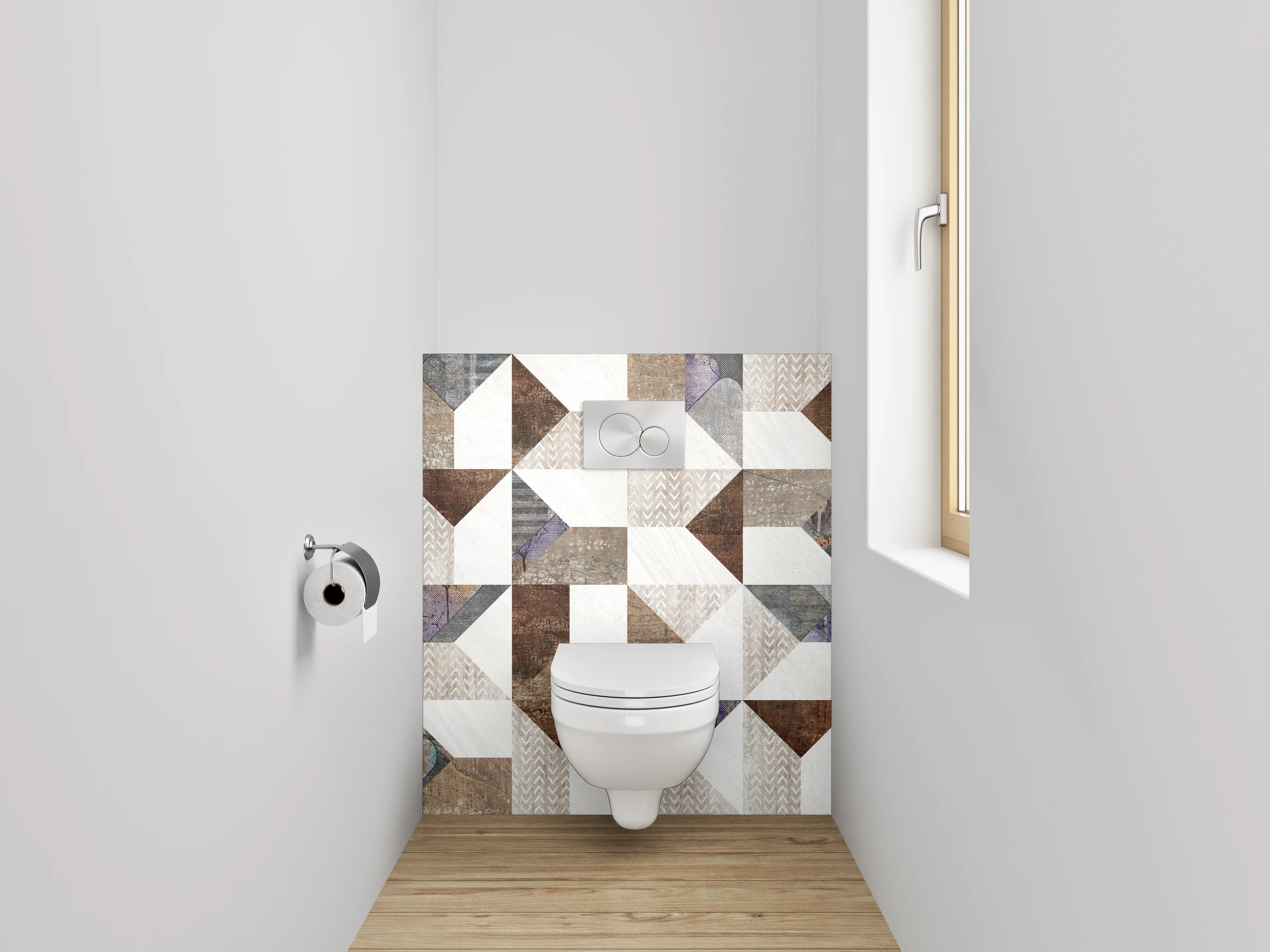 WC-Rückwand - Vintage Fliesenmuster in Naturtönen