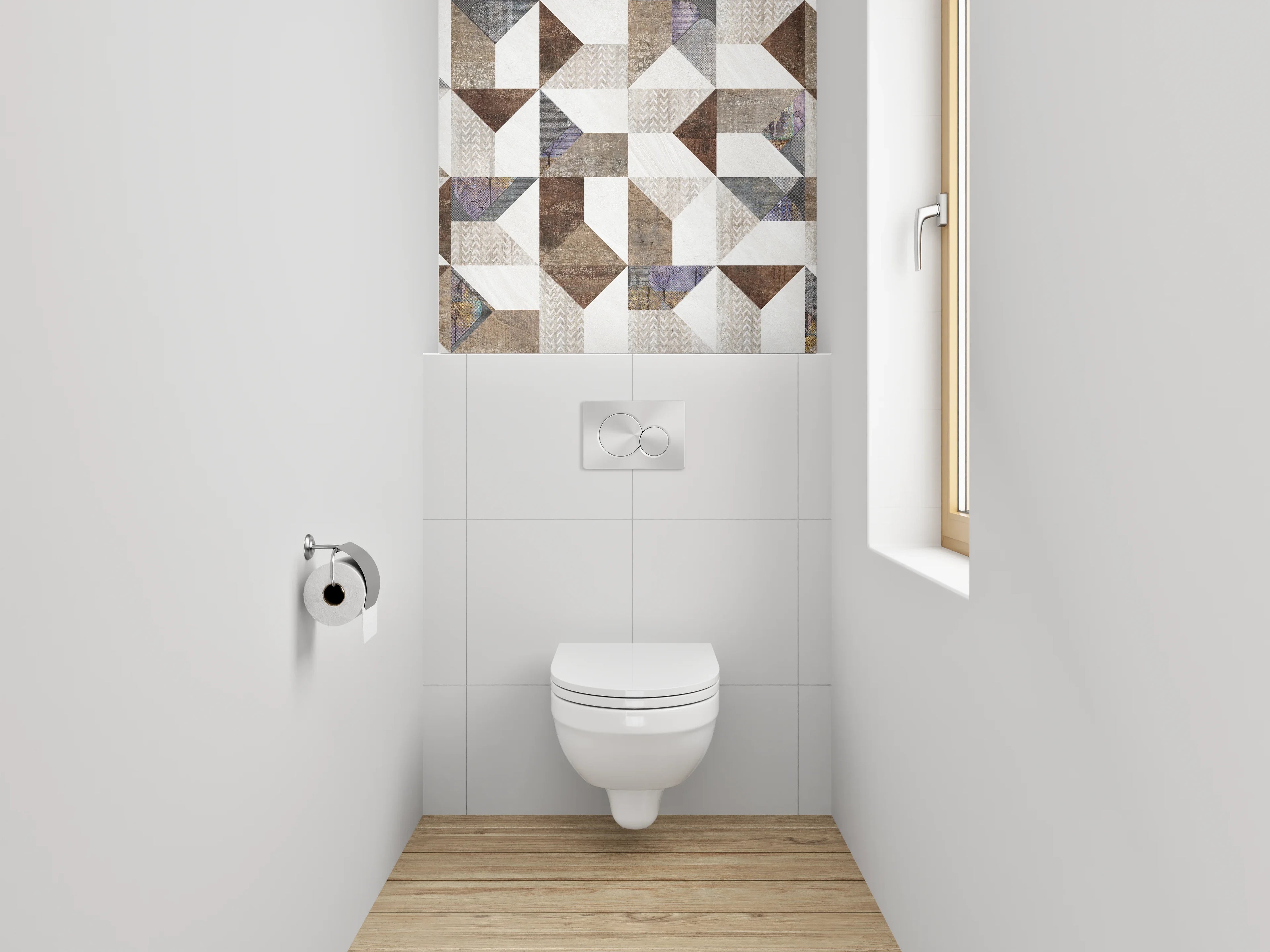 WC-Rückwand - Vintage Fliesenmuster in Naturtönen