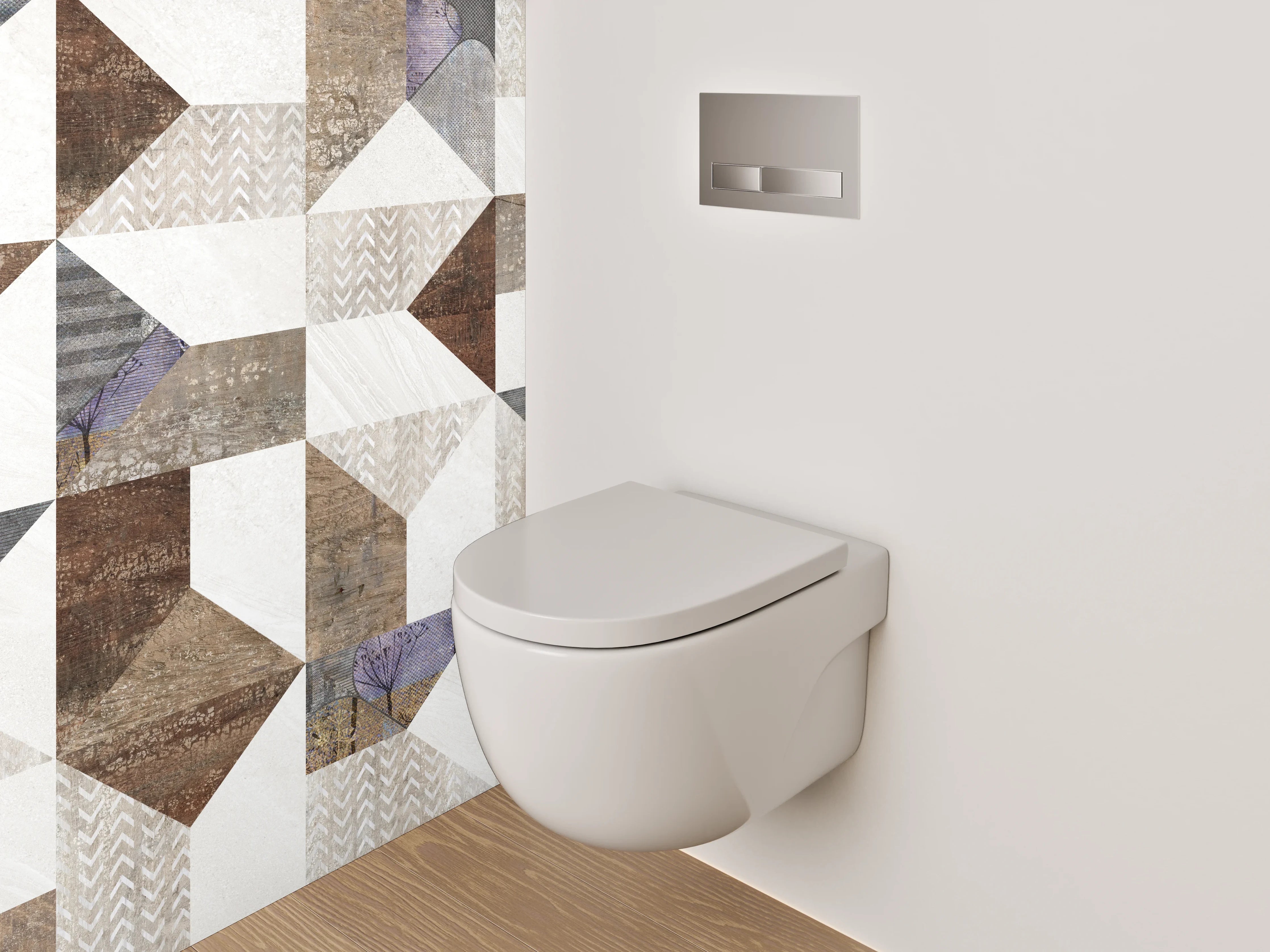 WC-Rückwand - Vintage Fliesenmuster in Naturtönen