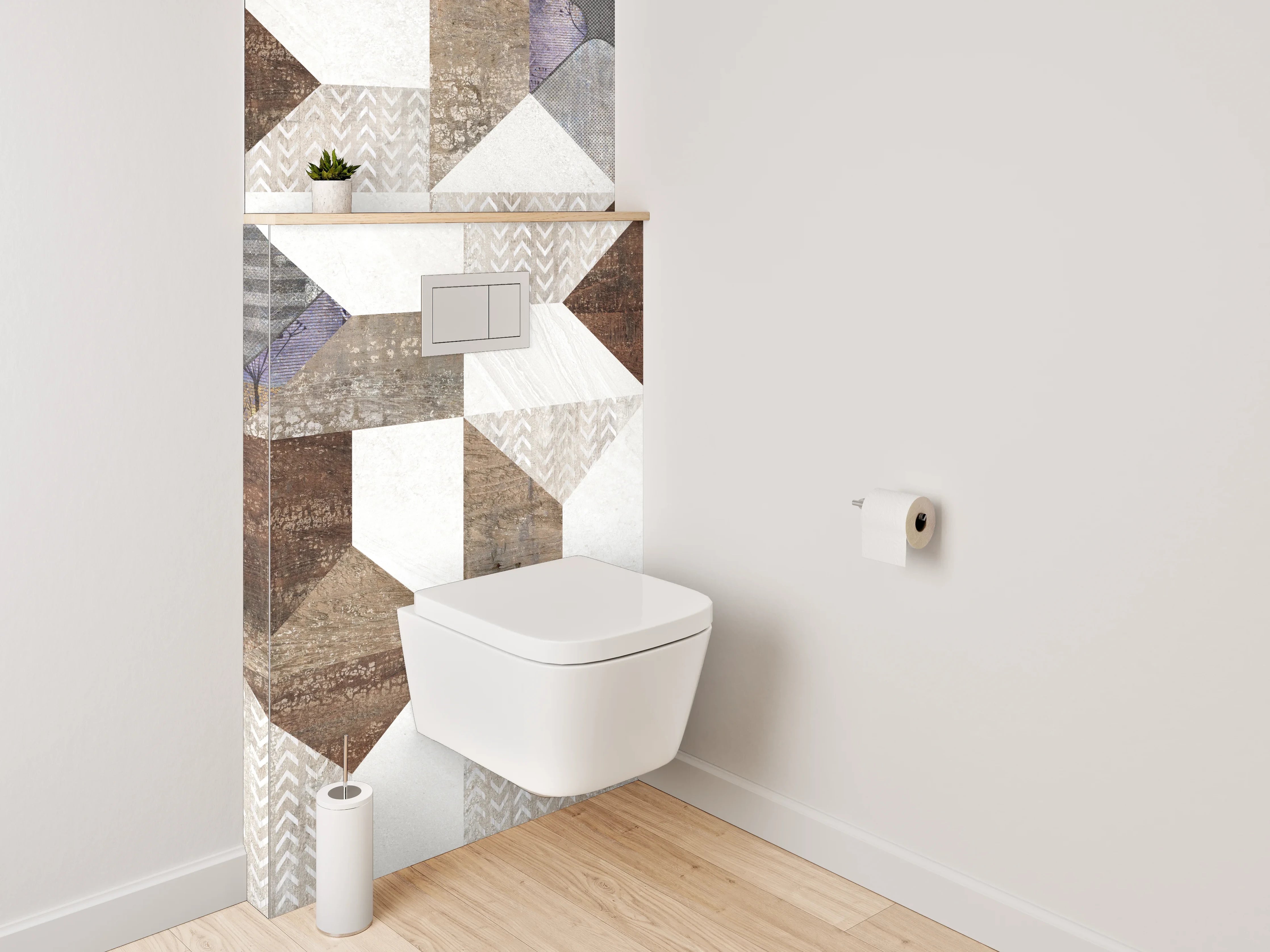 WC-Rückwand - Vintage Fliesenmuster in Naturtönen
