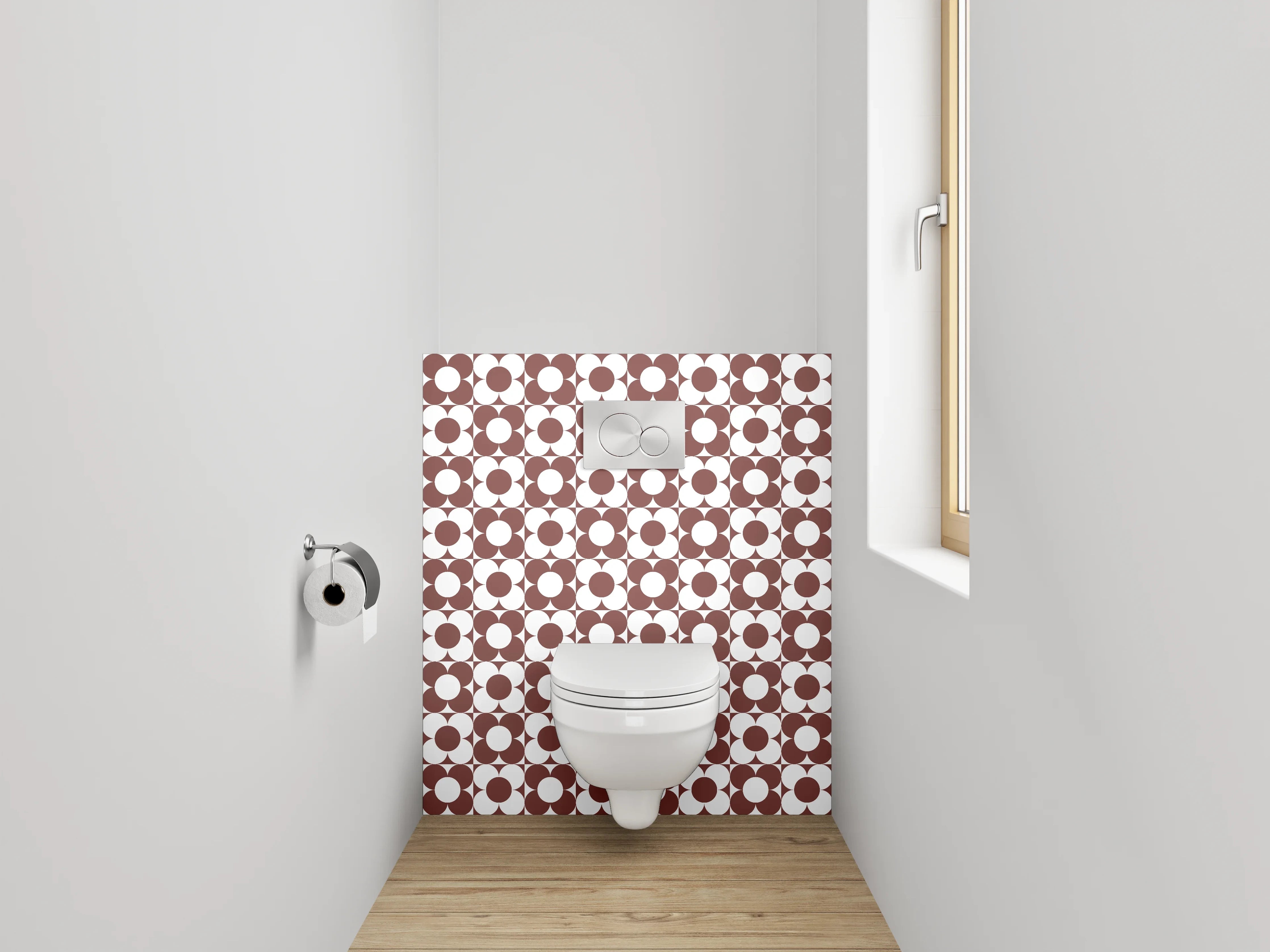 WC-Rückwand - Vintage Geometrie in Braun und Grau