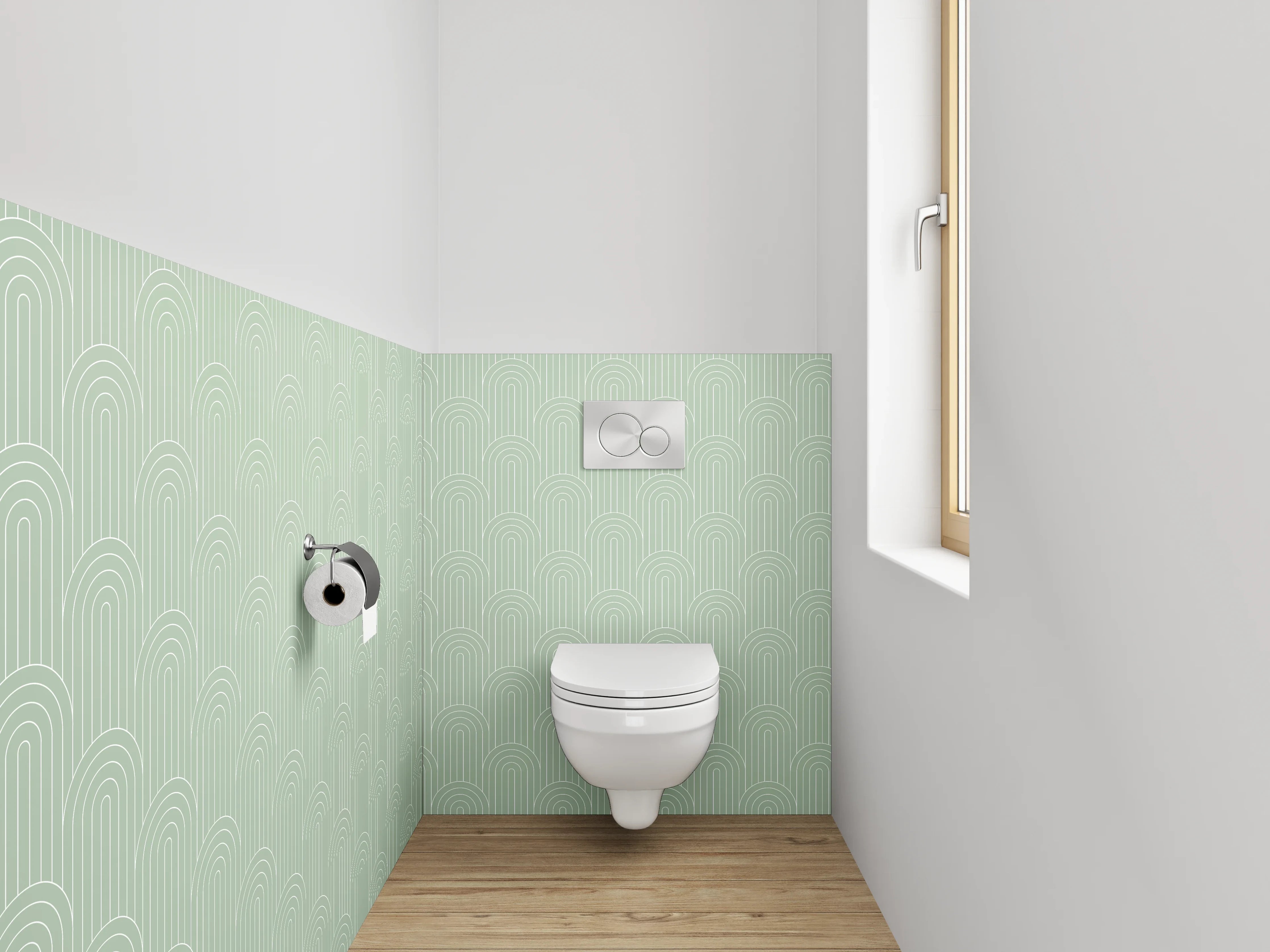 WC-Rückwand - Vintage Halbkreis Muster Mintgrün