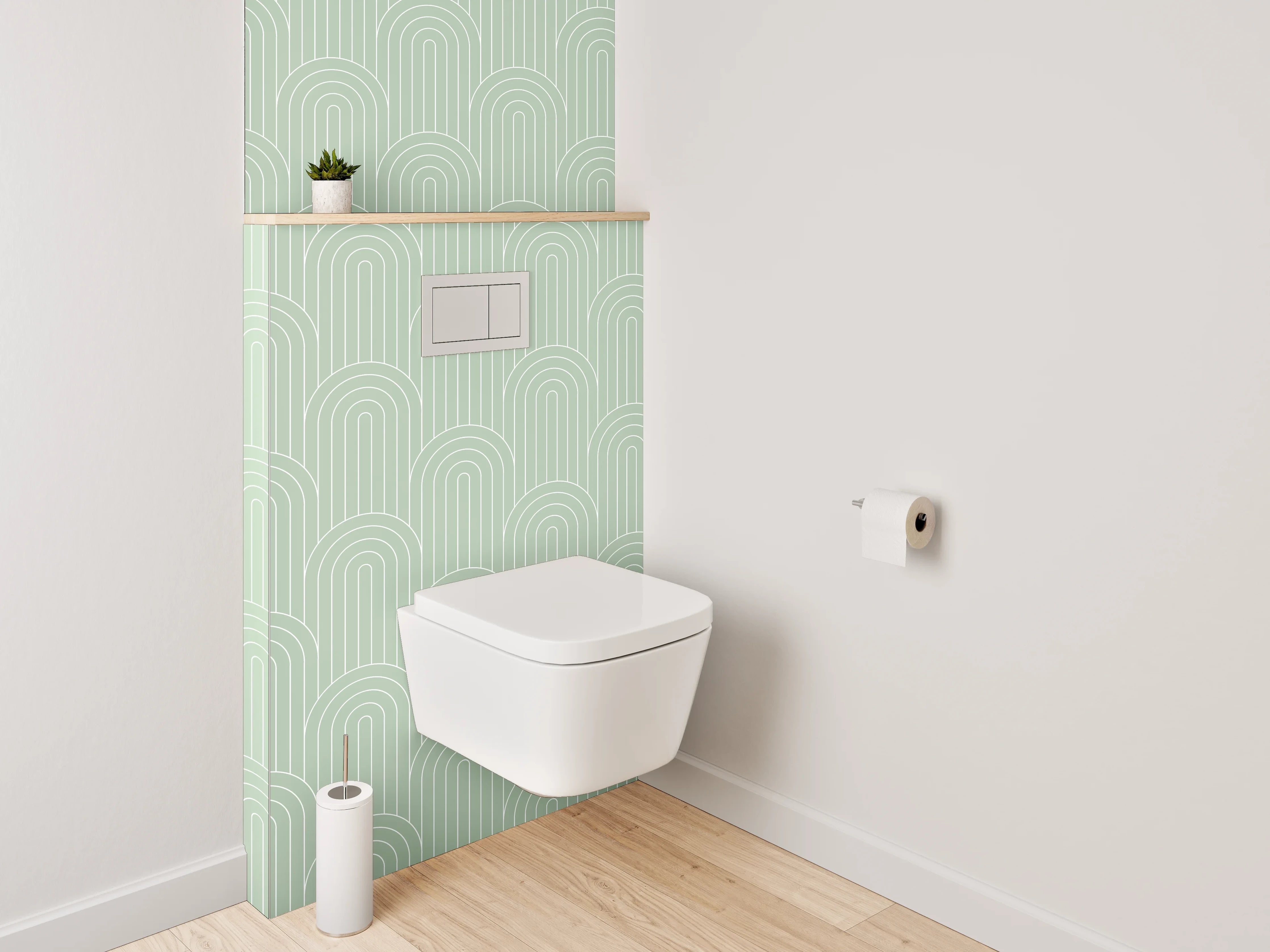 WC-Rückwand - Vintage Halbkreis Muster Mintgrün
