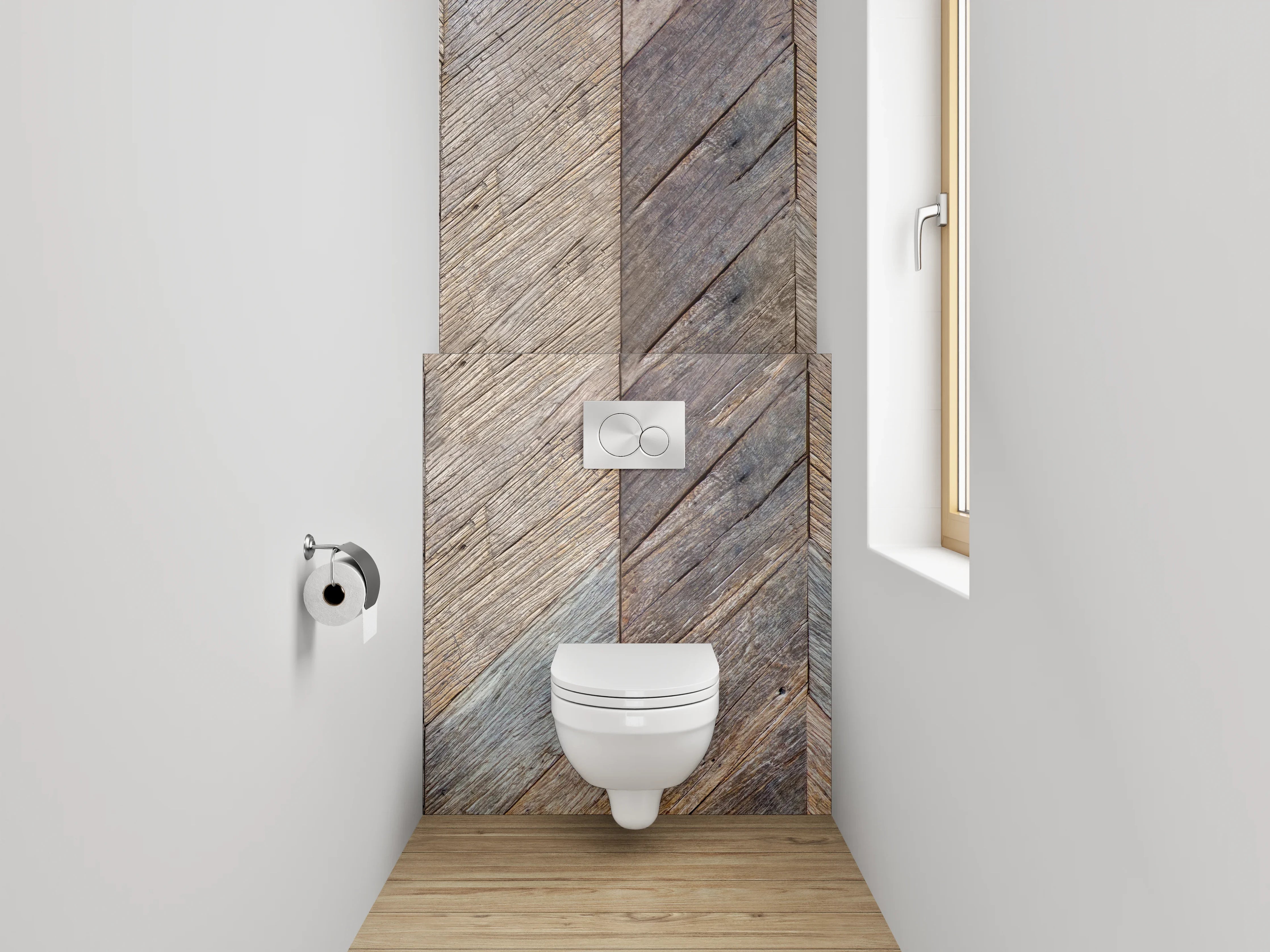 WC-Rückwand - Vintage Holz Chevron Muster