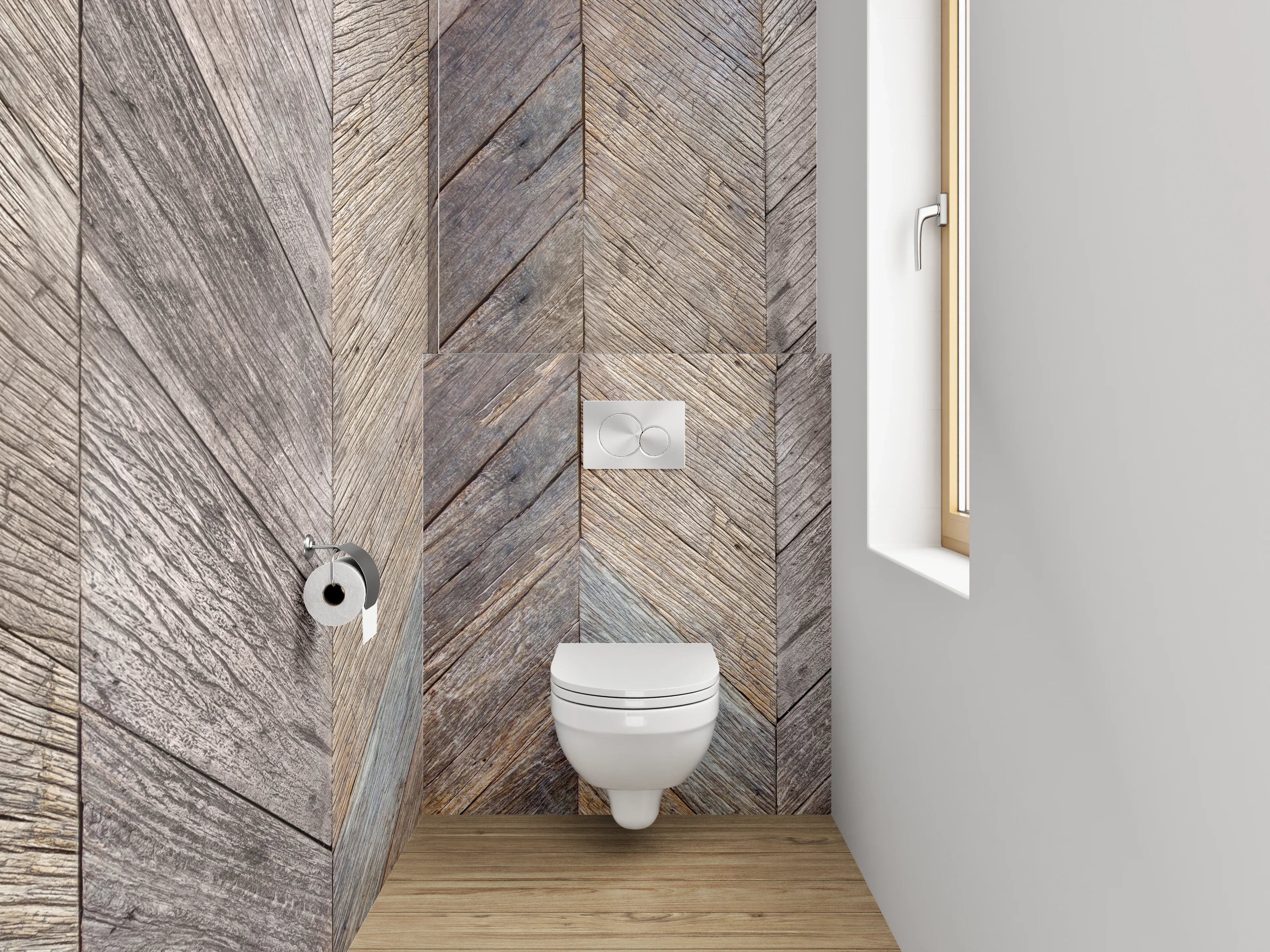 WC-Rückwand - Vintage Holz Chevron Muster