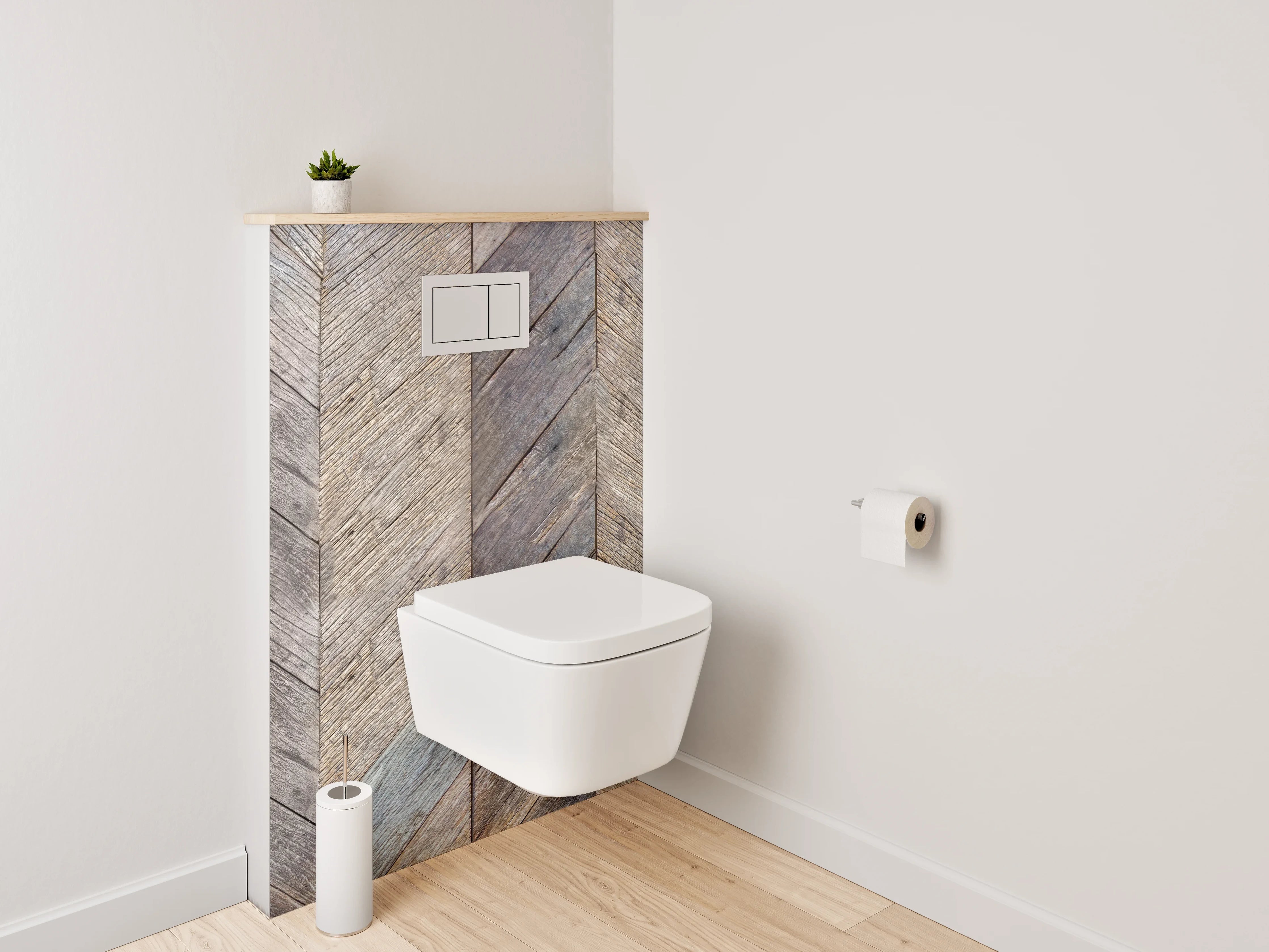 WC-Rückwand - Vintage Holz Chevron Muster