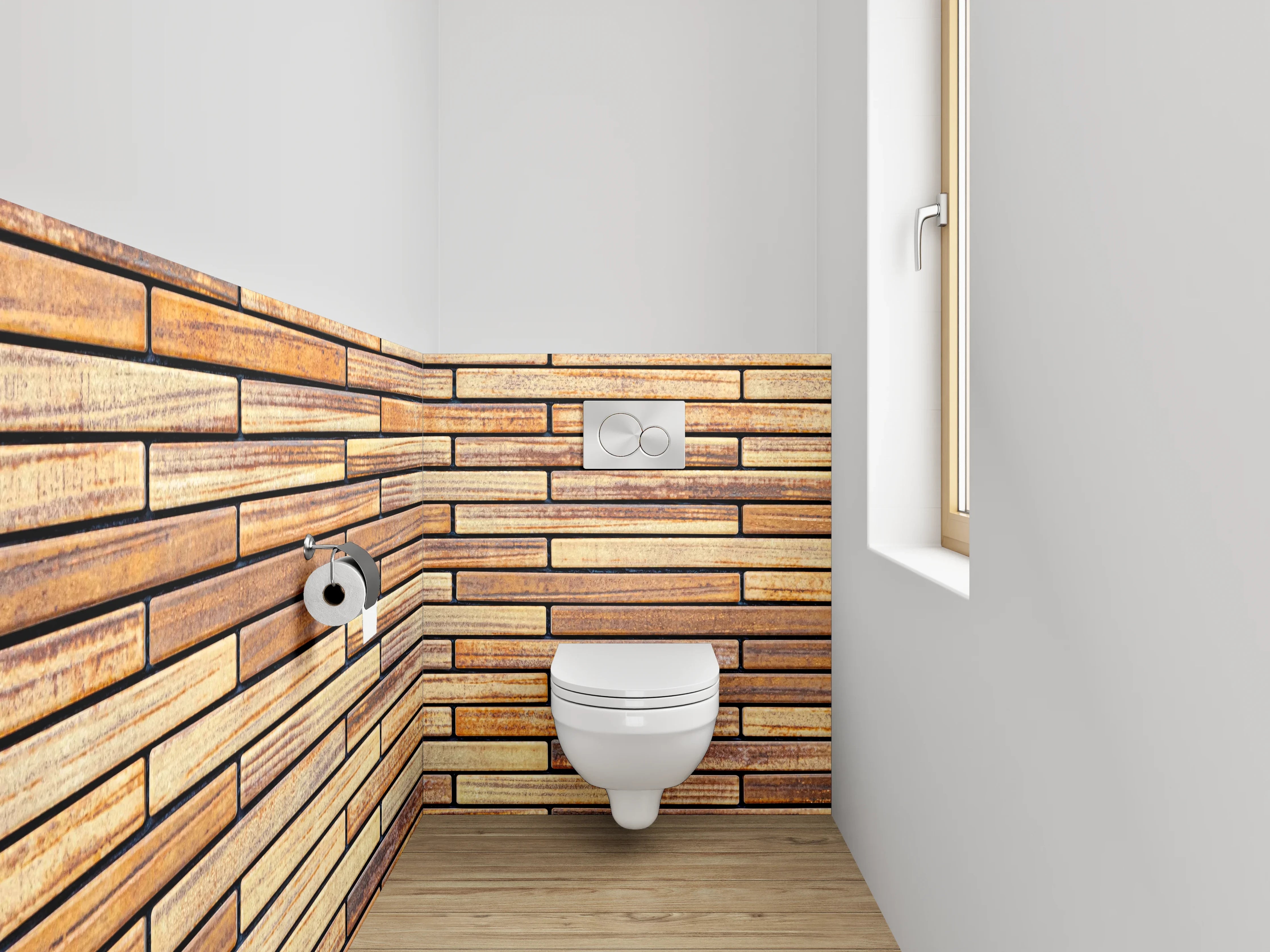 WC-Rückwand - Vintage Holz Fliesen Wandmuster