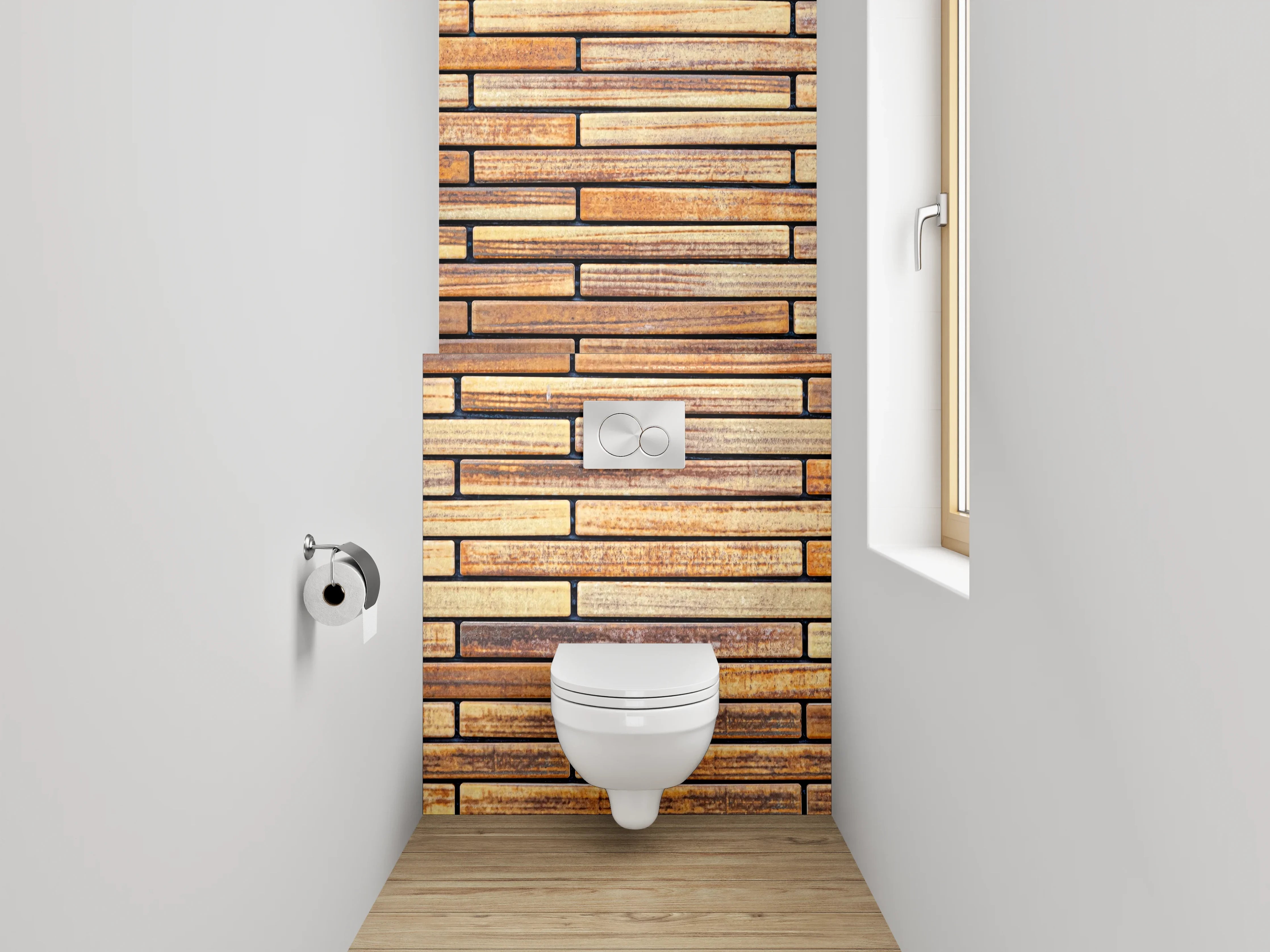 WC-Rückwand - Vintage Holz Fliesen Wandmuster