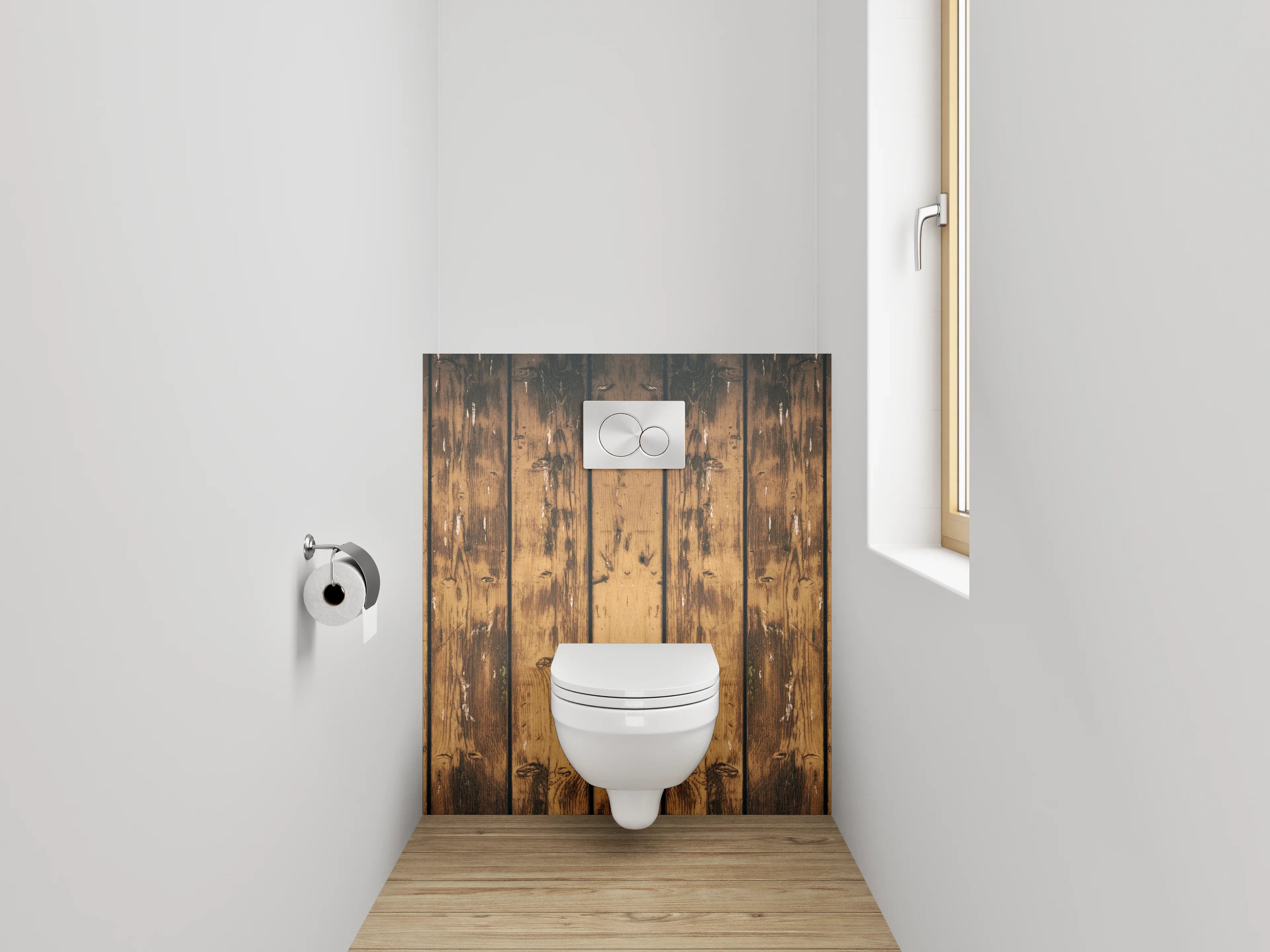 WC-Rückwand - Vintage Holz Wandpaneel Braun