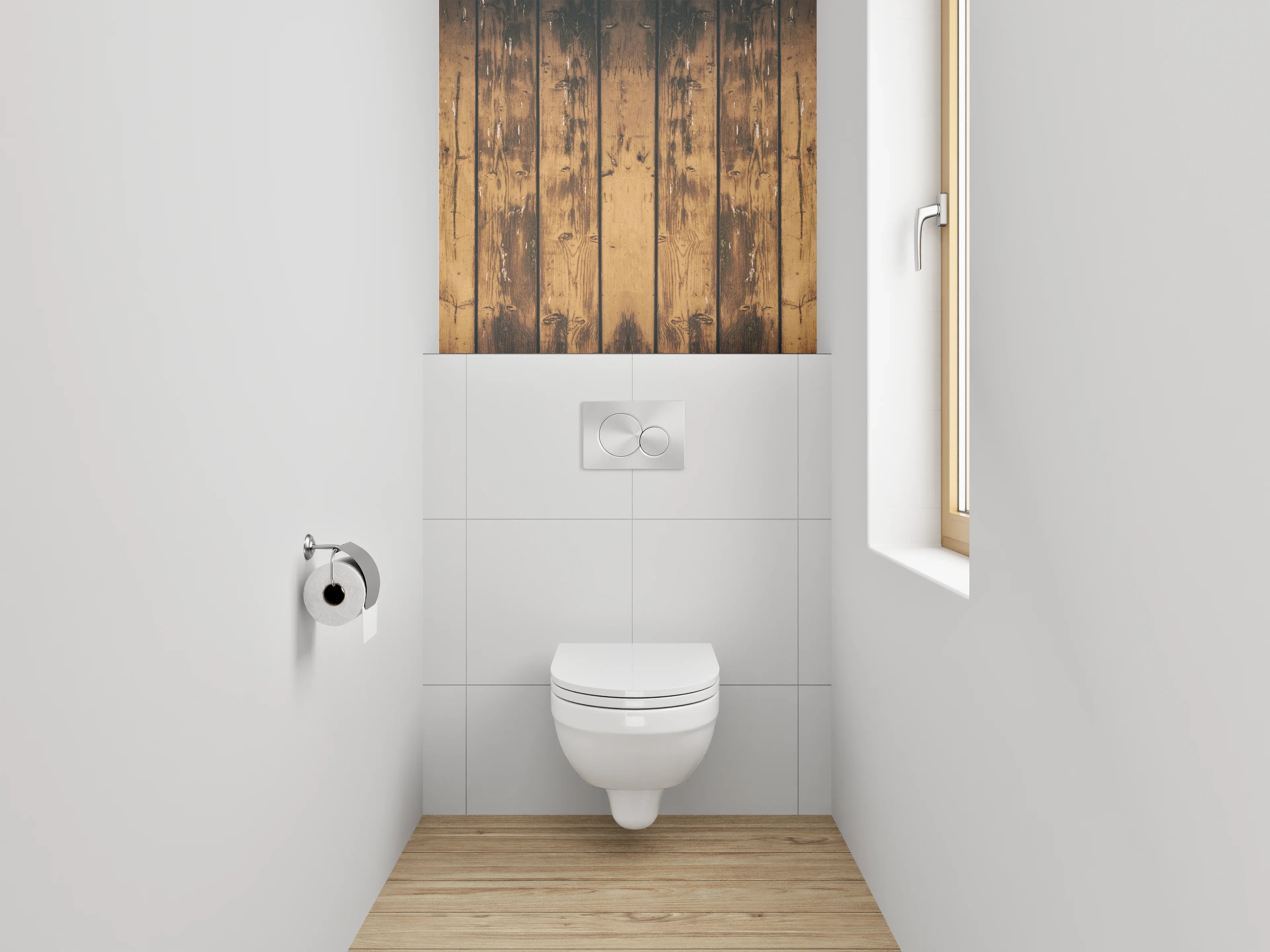 WC-Rückwand - Vintage Holz Wandpaneel Braun