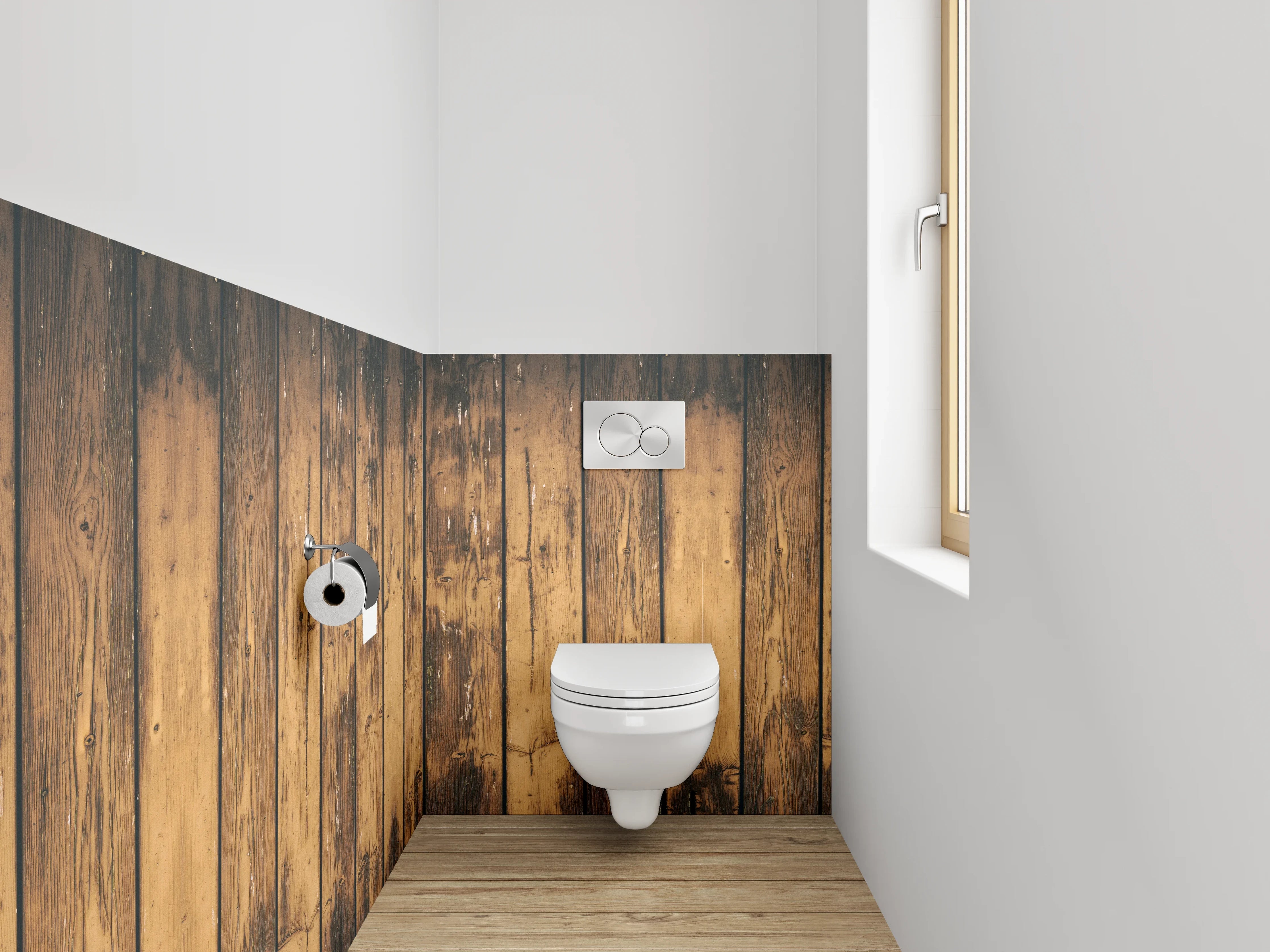 WC-Rückwand - Vintage Holz Wandpaneel Braun