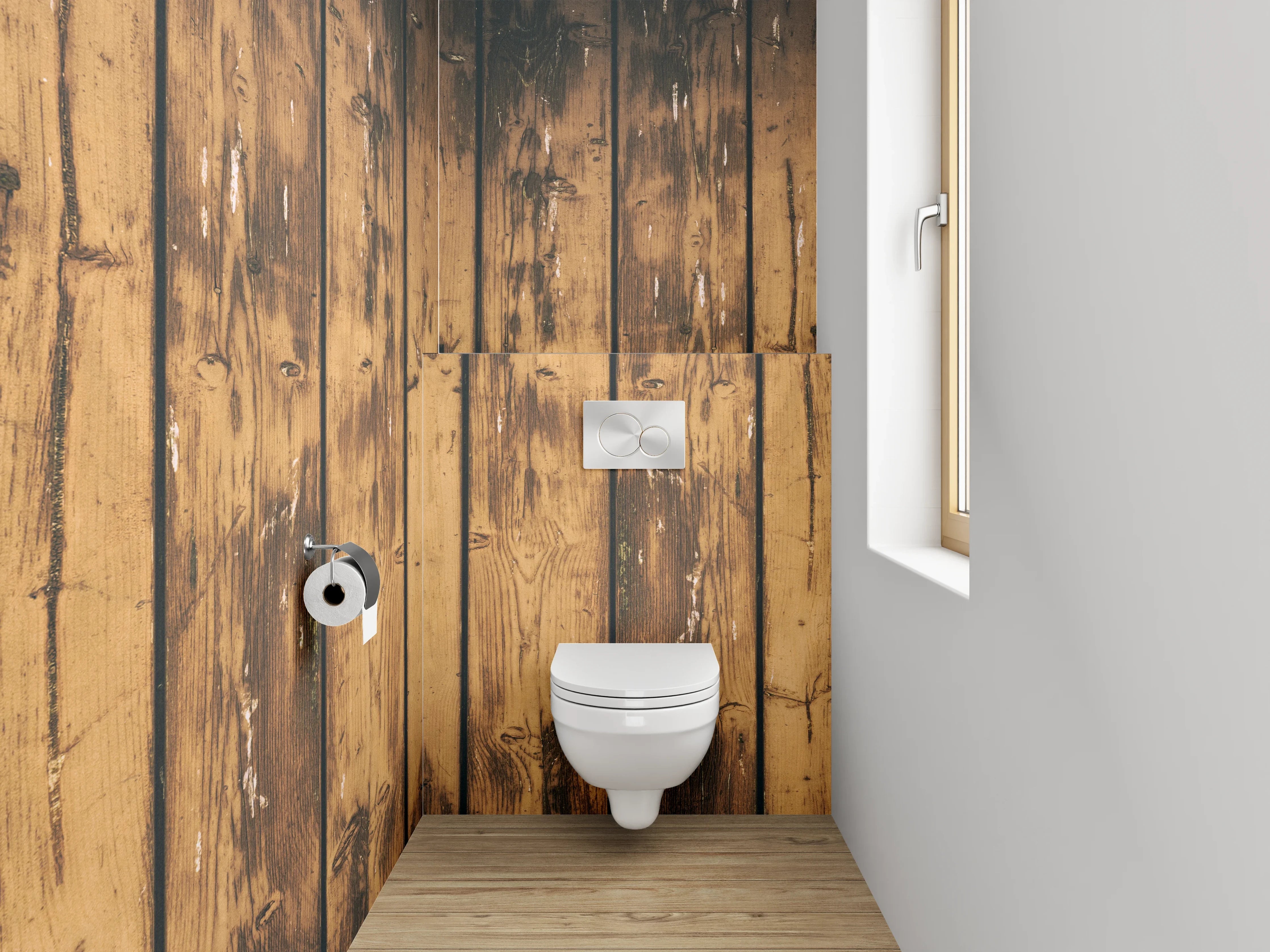 WC-Rückwand - Vintage Holz Wandpaneel Braun