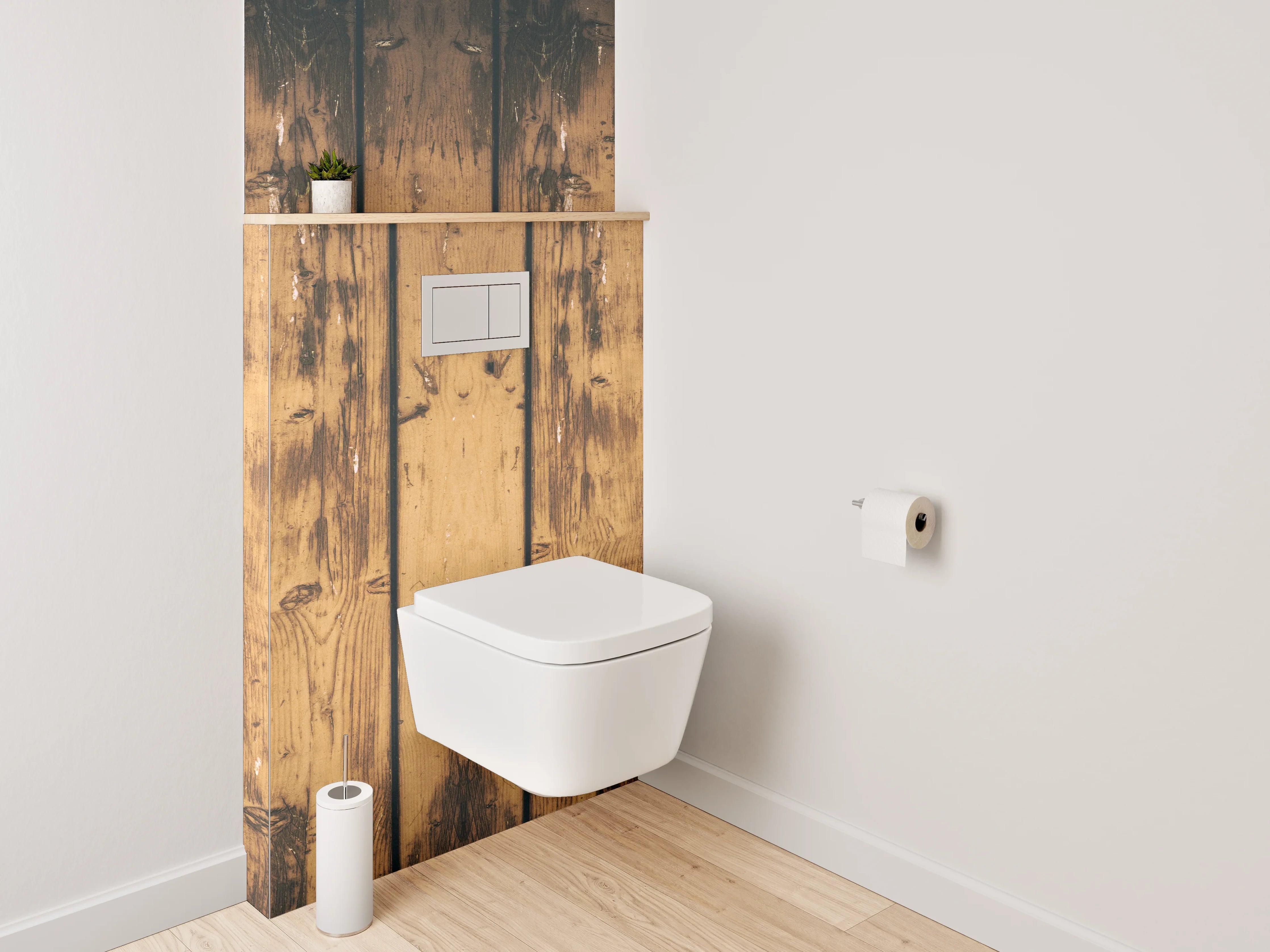 WC-Rückwand - Vintage Holz Wandpaneel Braun